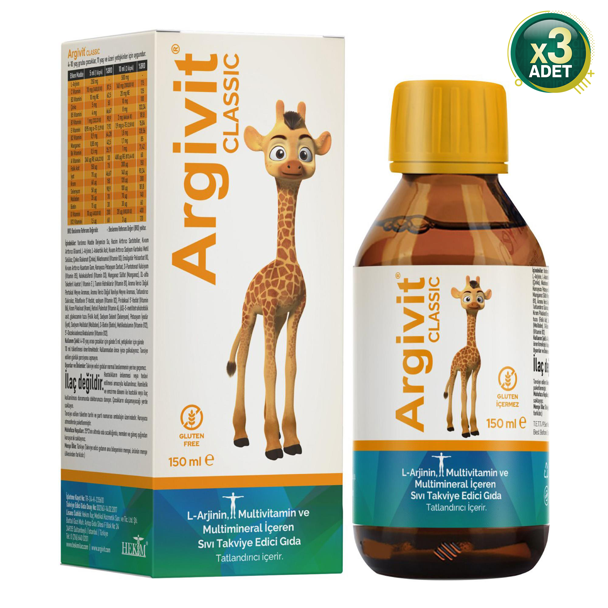 Argivit Classic Takviye Edici Gıda 150 ml 3 Adet 