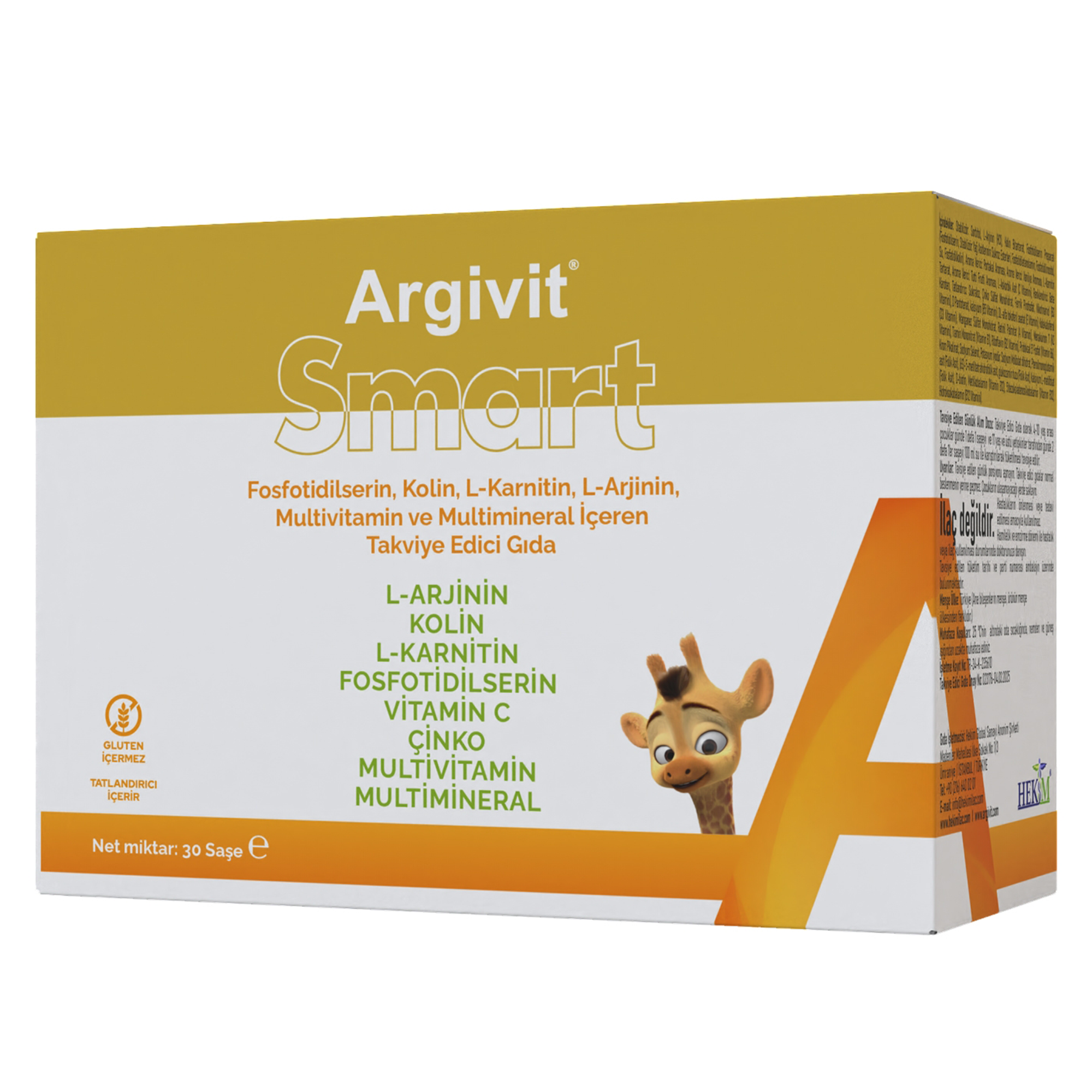 Argivit Smart Fosfotidilserin – Kolin – L-Karnitin – L-Arjinin - Multivitamin ve Multimineral 30 Şase