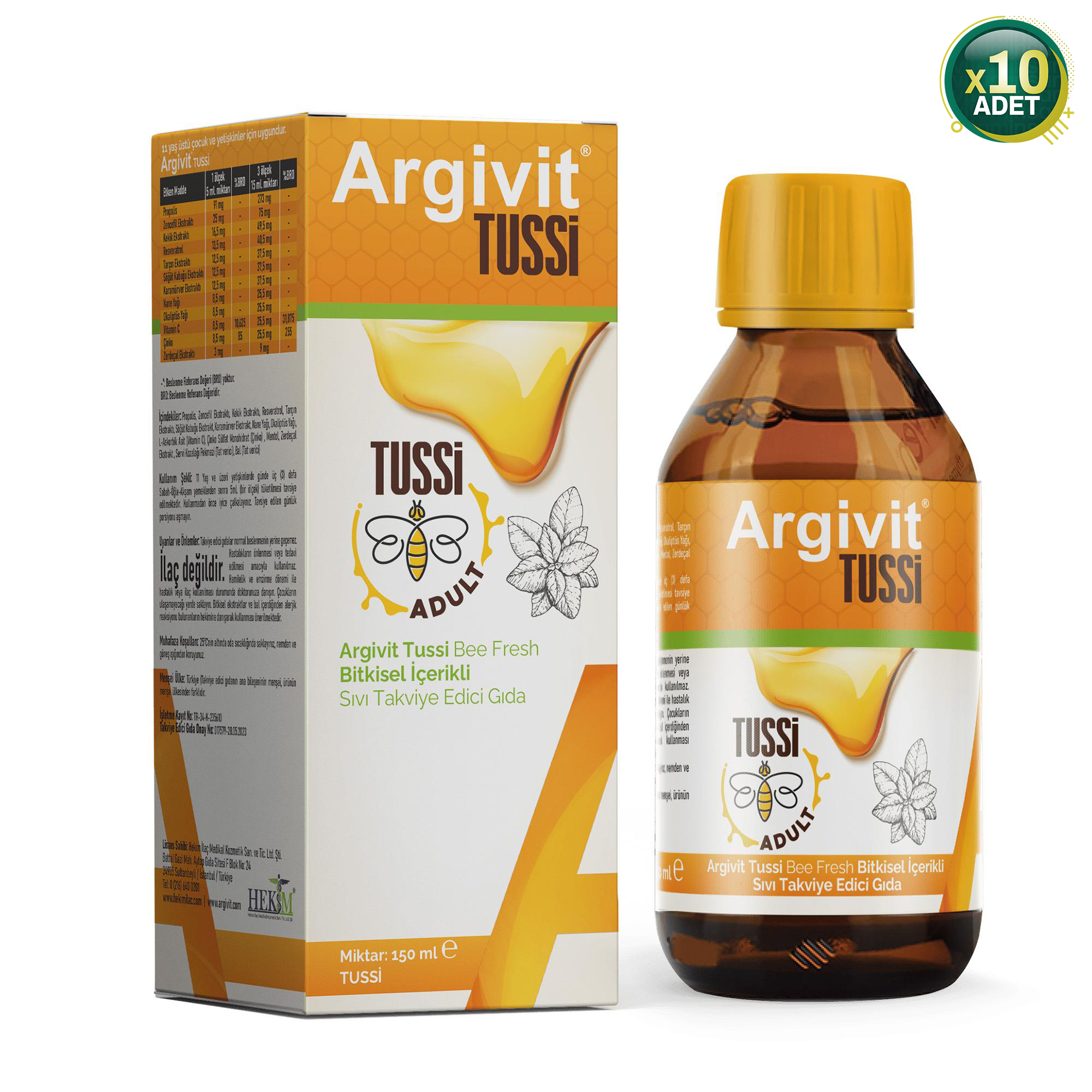 Argivit Tussi Adult 150 ml 10 Adet