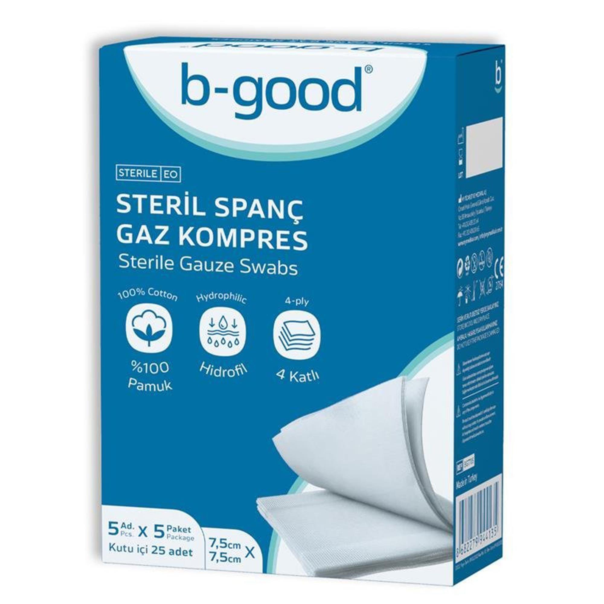 B-Good Gaz Kompres 7,5 x 7,5 cm 25'li