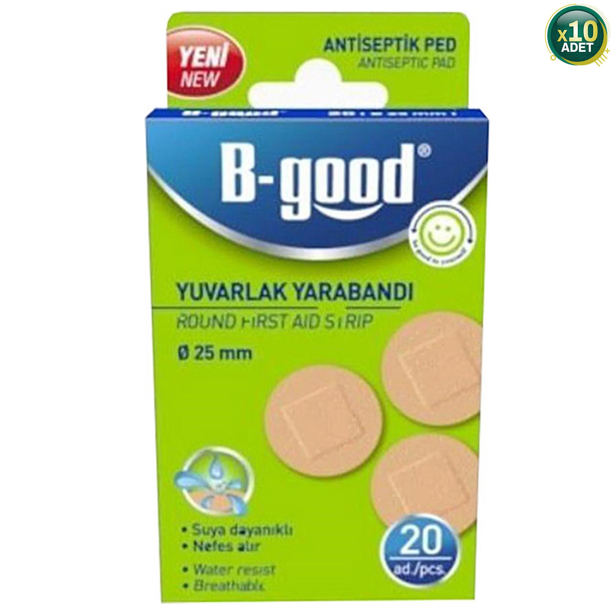 B-Good Suya Dayanıklı 25 mm 20'li Yuvarlak Yara Bandı 10 Adet