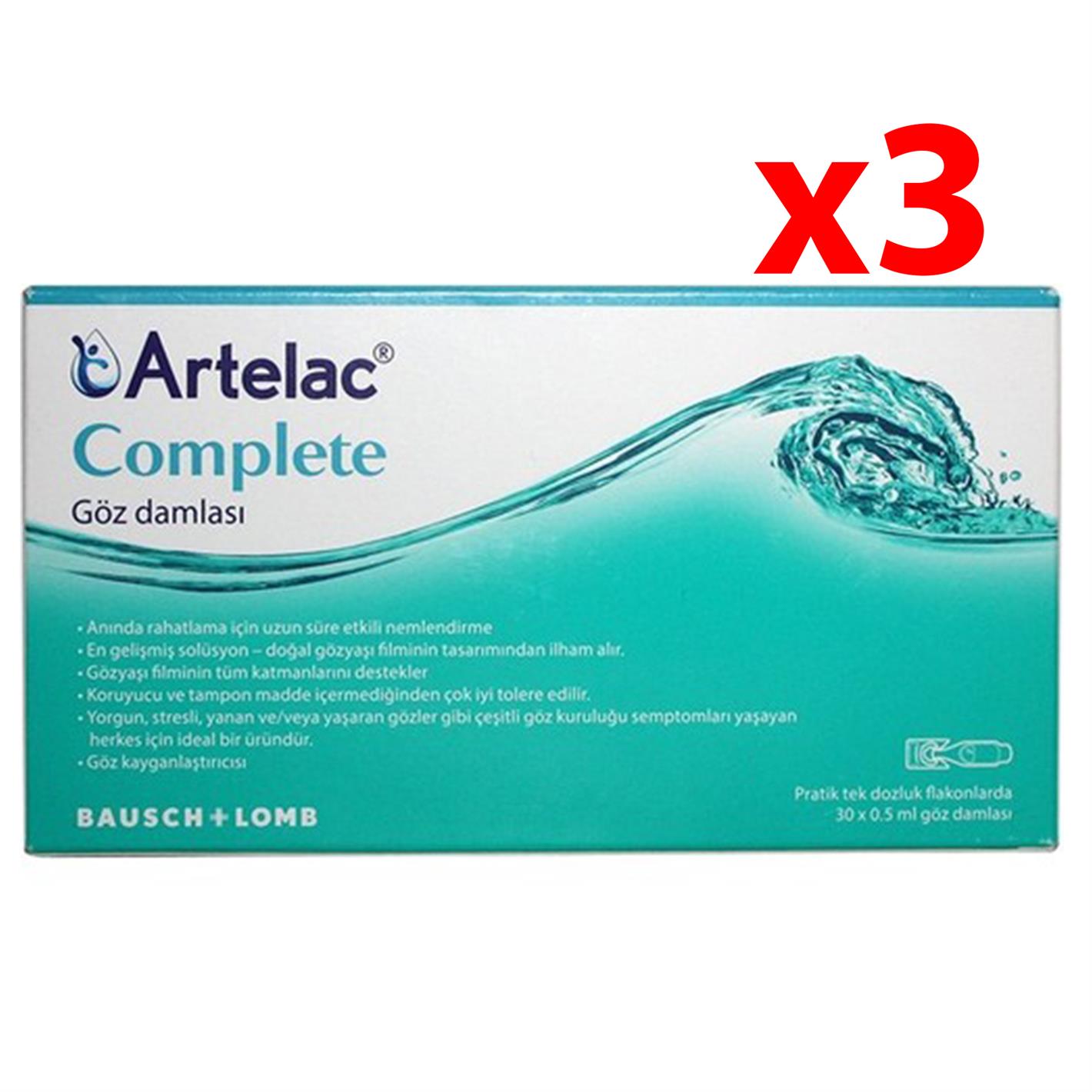 Bausch & Lomb Artelac Complete Göz Damlası 30 x 0,5 ml 3 Adet