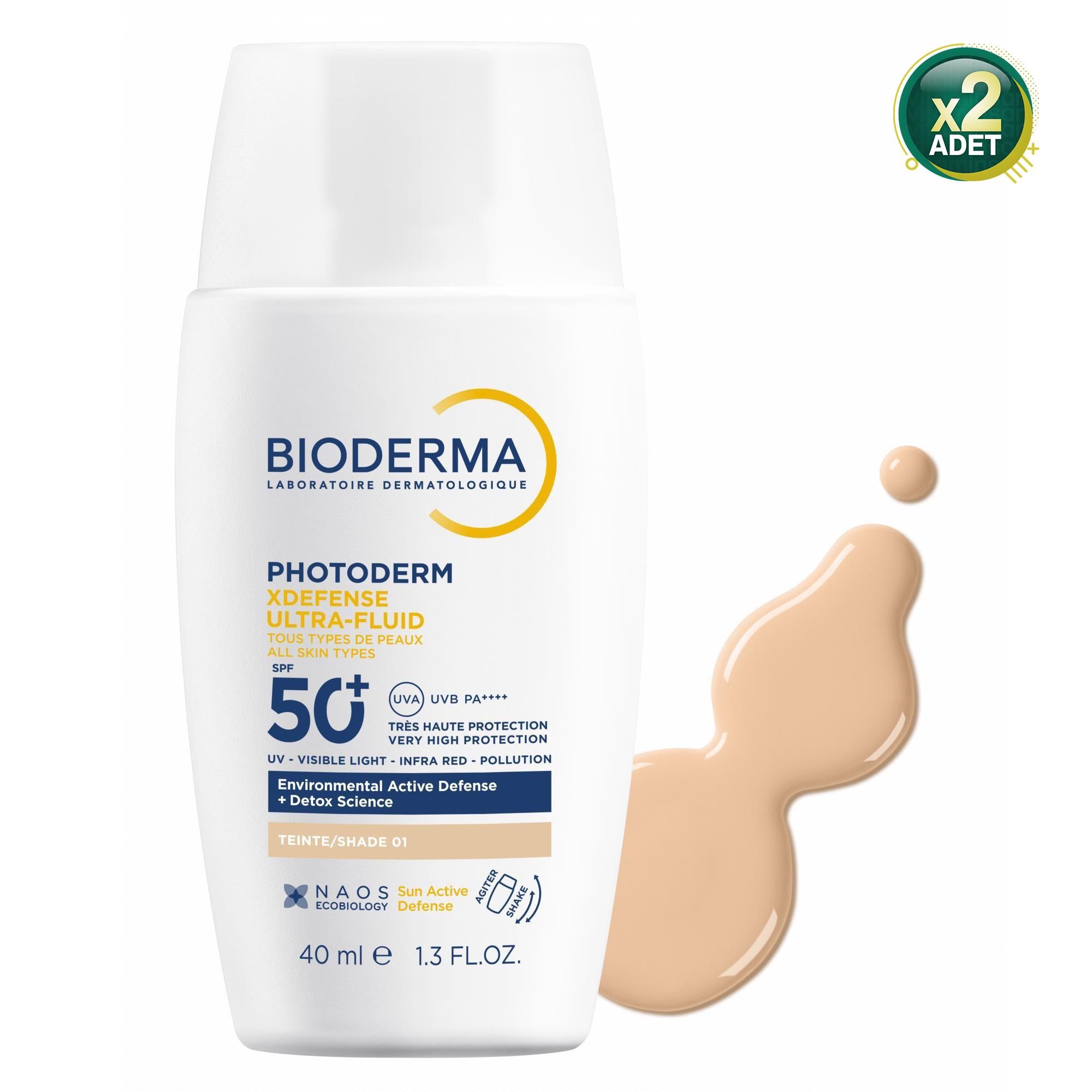 Bioderma Photoderm XDefense Ultra Fluid Very Light 40 ml 50 Faktör Renkli Güneş Kremi 2 Adet