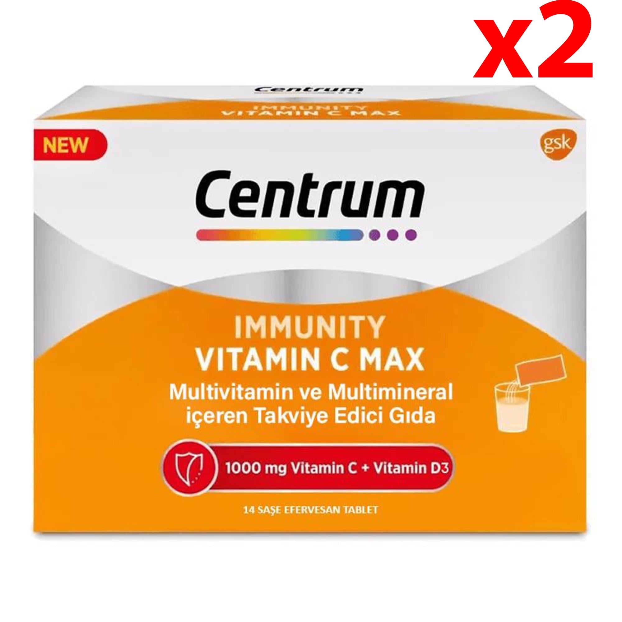 Centrum Immunity Vitamin C Max 14 Saşe Efervesan Toz 2 Adet