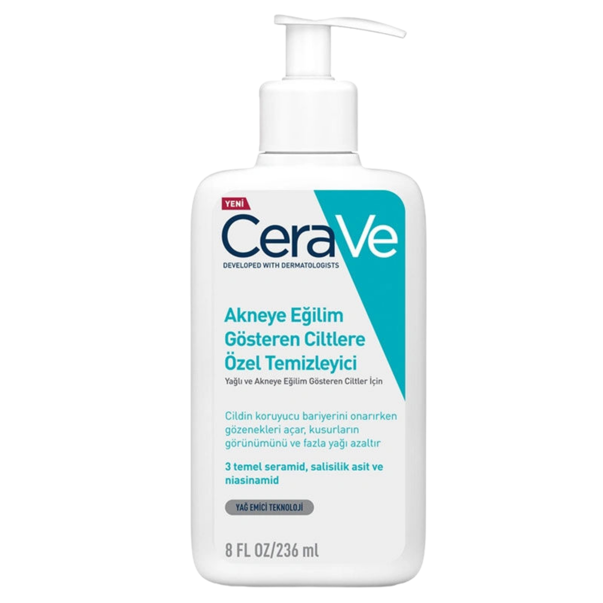 Cerave Akneye Eğilimli Ciltler için 236 ml Yüz Temizleme Jeli