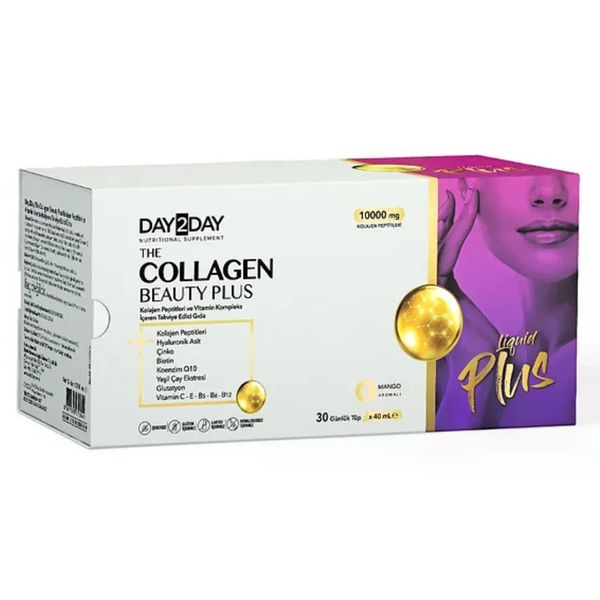 Day2Day The Collagen Beauty Plus 30 Tüp x 40 ml Kolajen Peptitleri ve Vitamin Kompleksi İçeren Gıda