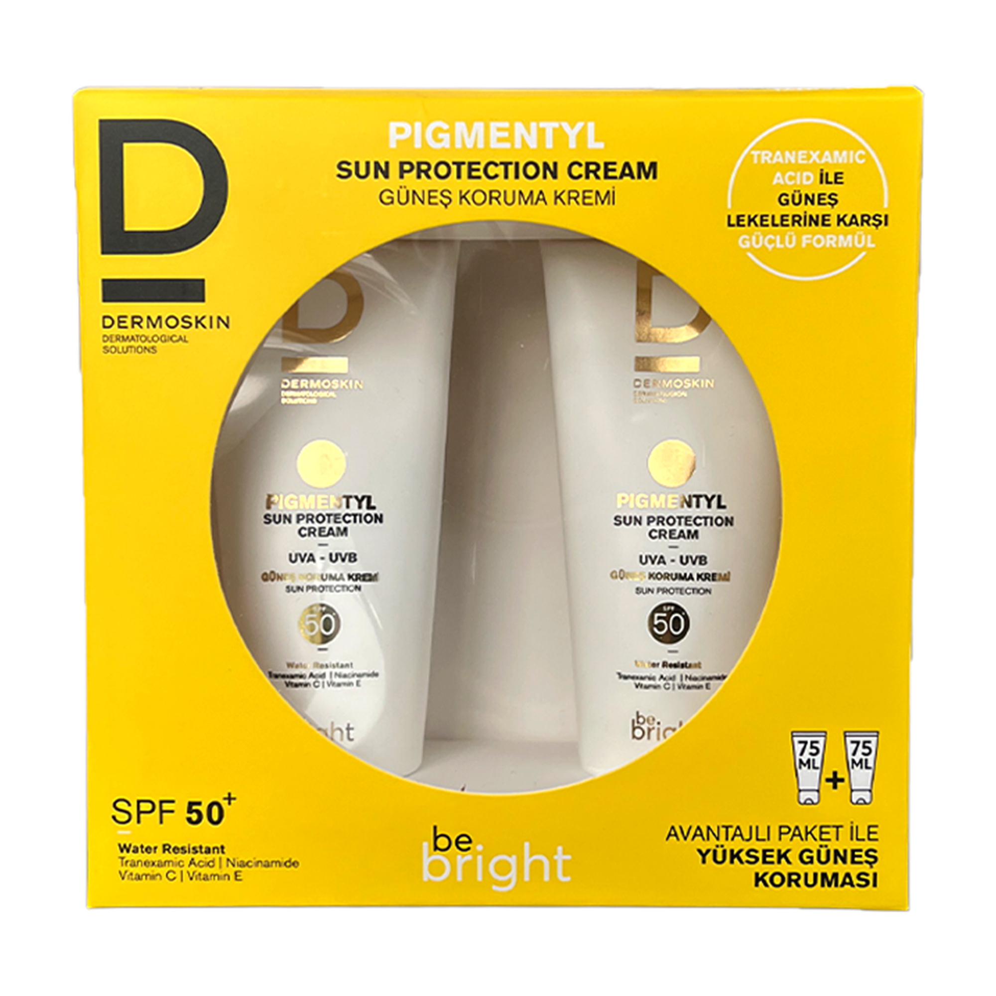 Dermoskin Be Bright Pigmentyl 50 Faktör Güneş Kremi 75 ml 2 Adet
