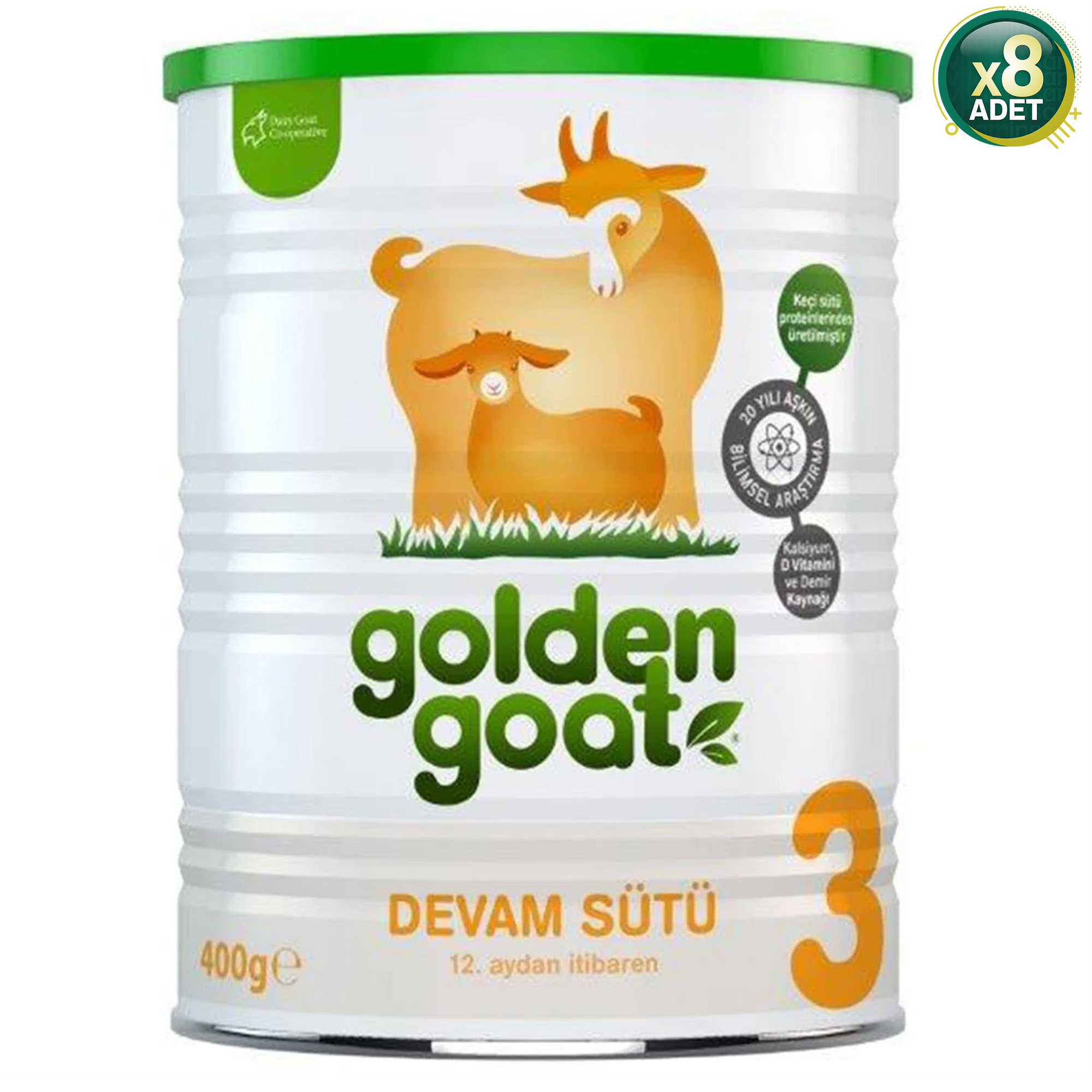 Golden Goat 3 Keçi Sütlü Devam Sütü 400 gr 1+ Yaş 8 Adet