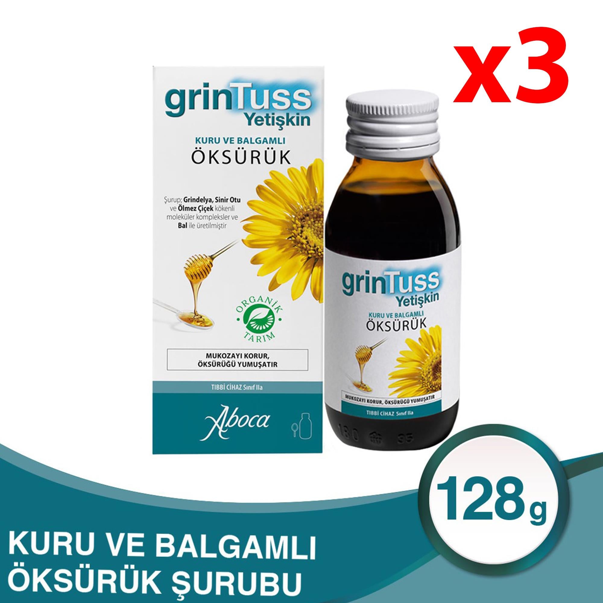 Grintuss Yetişkin Kuru ve Balgamlı Öksürük Şurup 128 gr 3 Adet