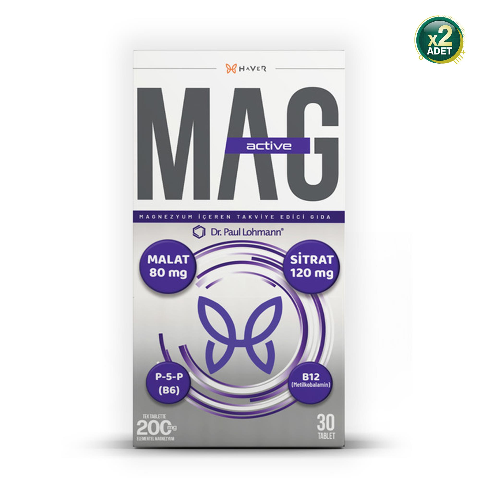 Haver Mag-Active Malat Sitrat P5P B12 30 Tablet 2 Adet