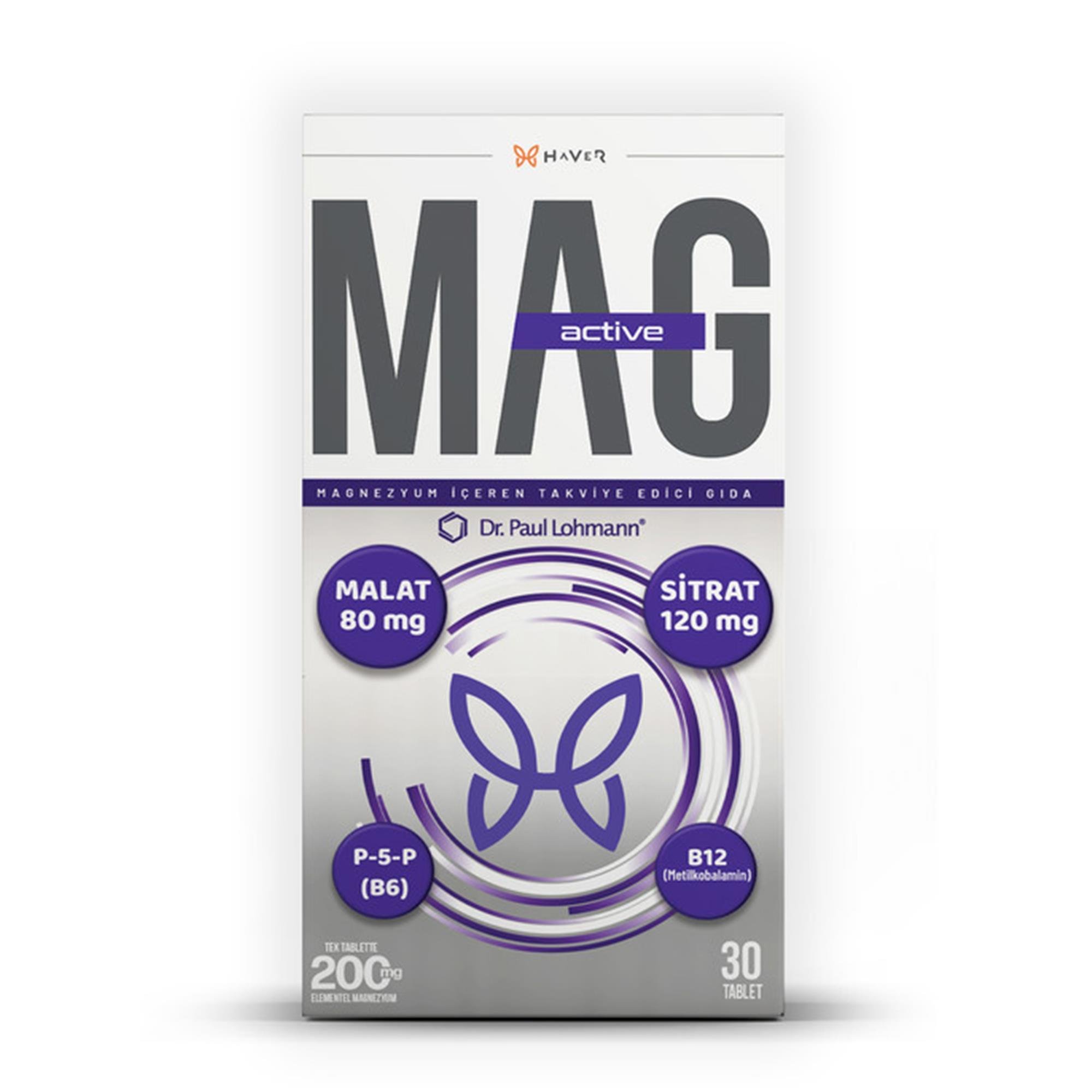 Haver Mag-Active Malat Sitrat P5P B12 30 Tablet