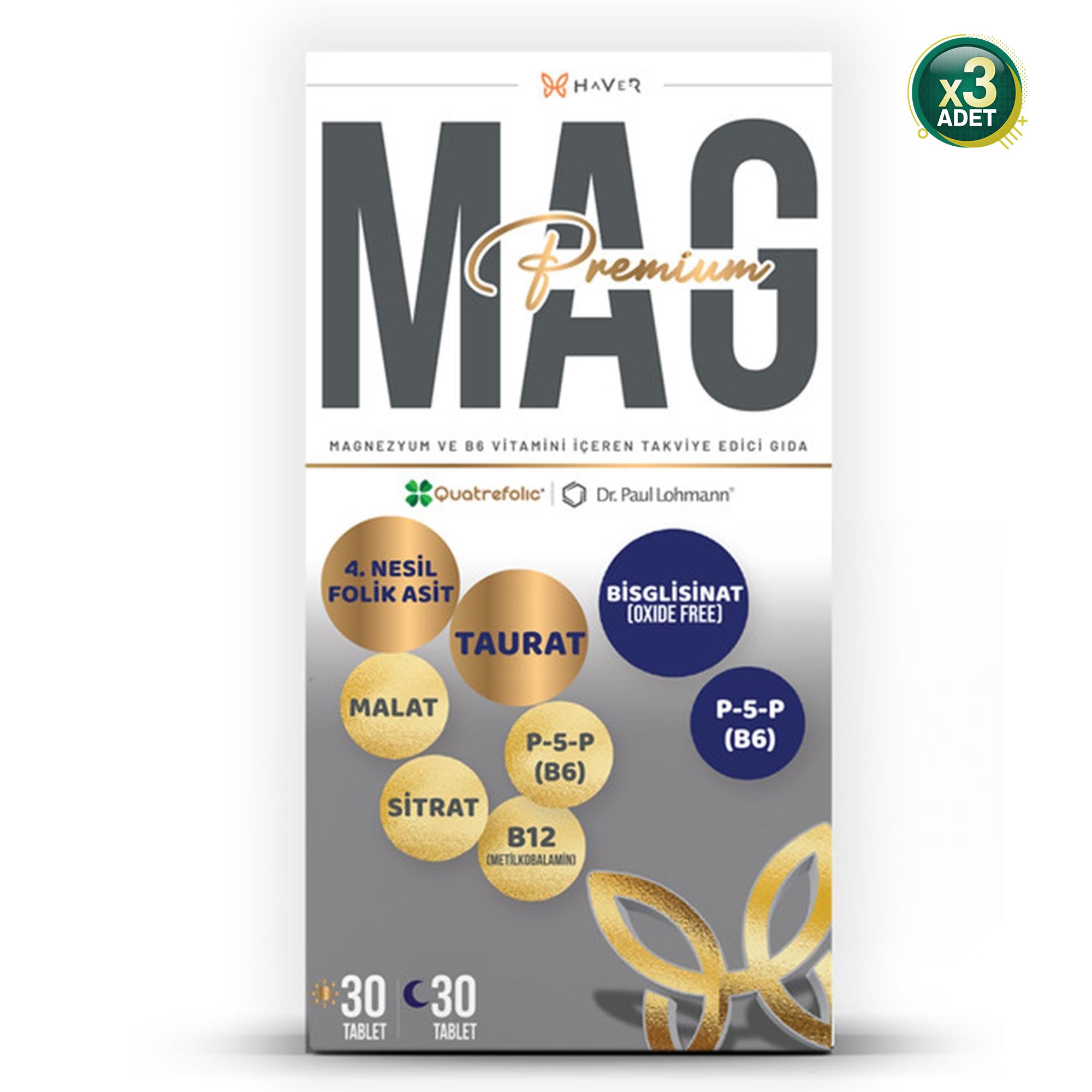Haver Mag Premium 60 Tablet - 3 Adet (180 Tablet)