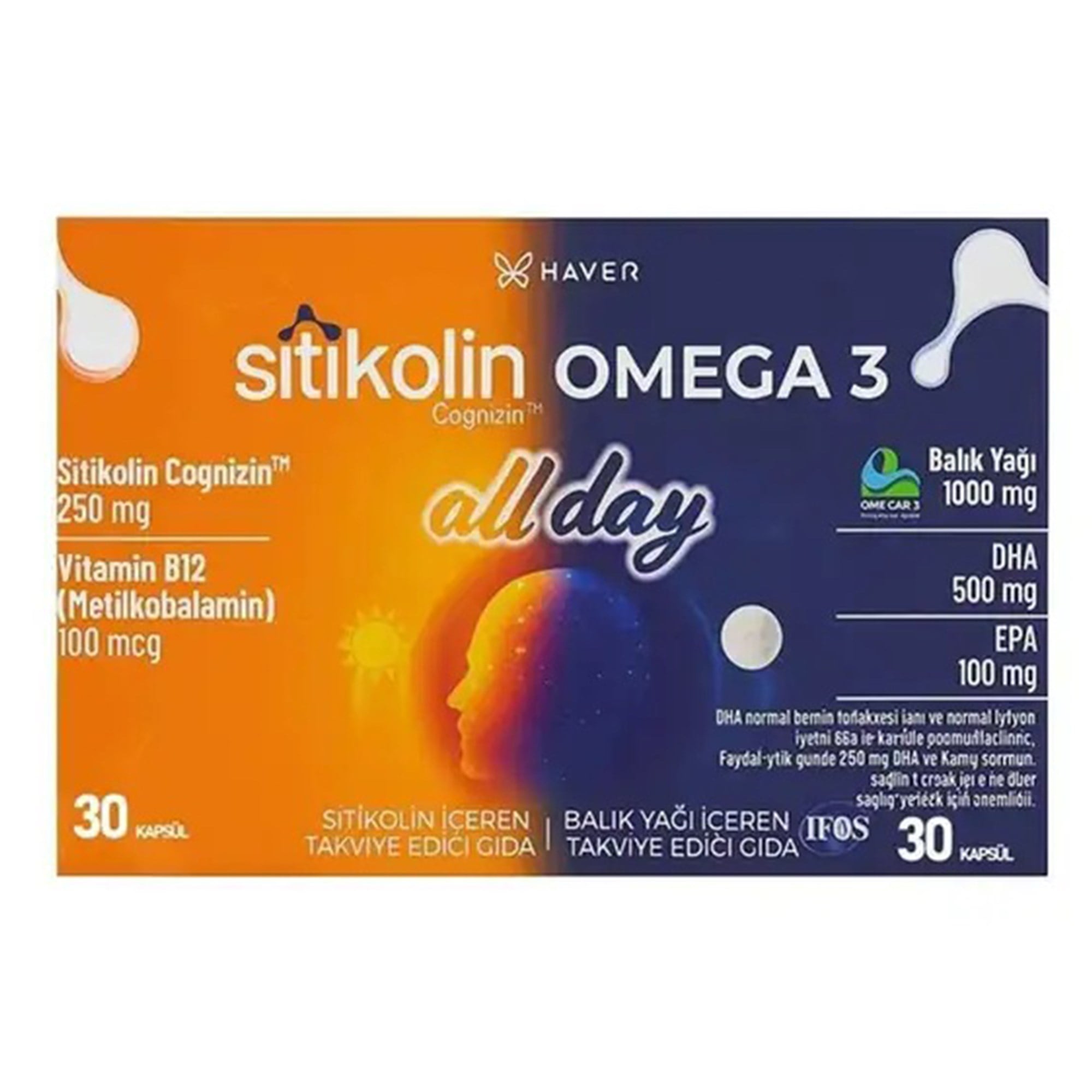 Haver Sitikolin Omega 3 All Day 60 Yumuşak Kapsül