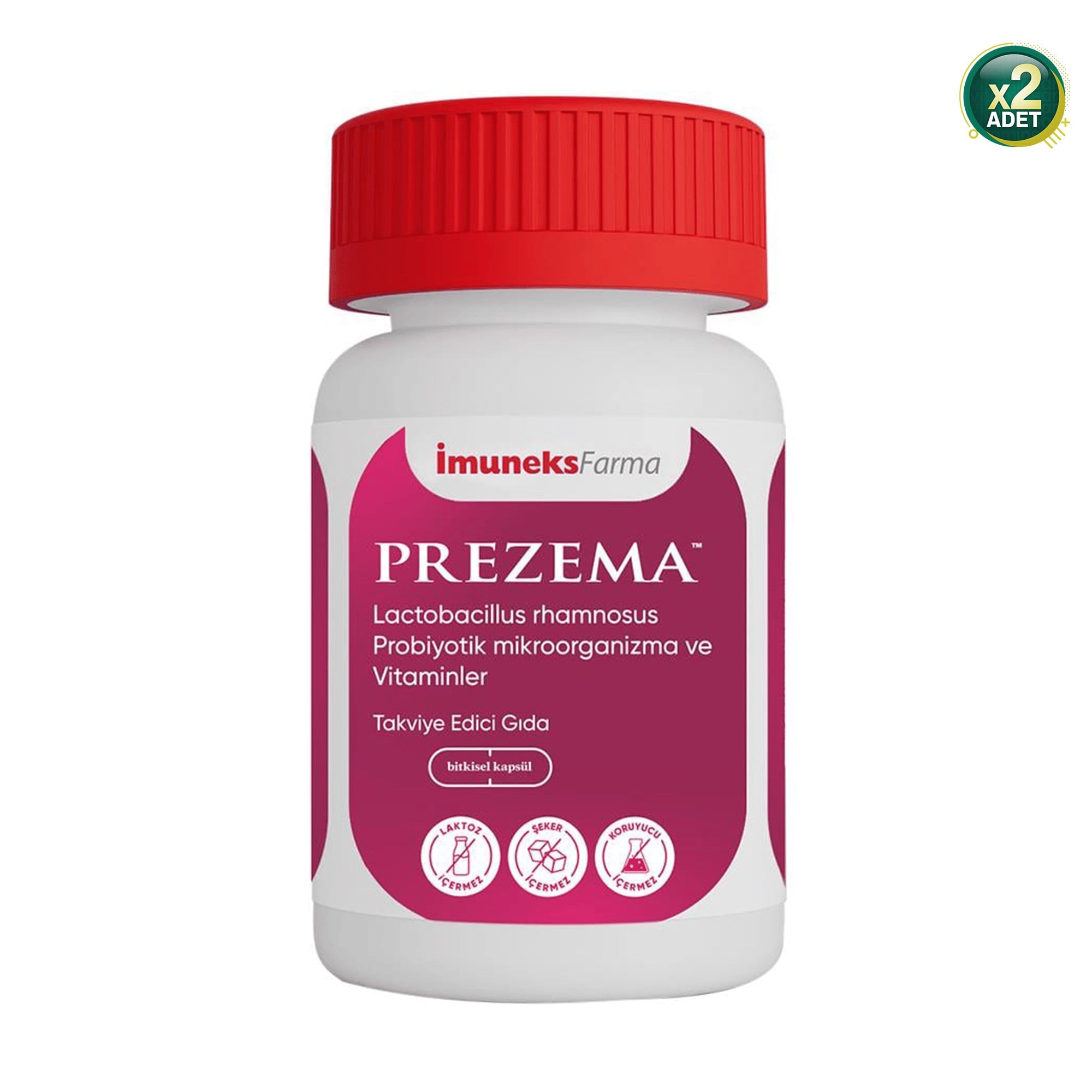 Imuneks Farma Prezema Lactobacillus Rhamnosus Probiyotik Mikroorganizma ve Vitaminler İçeren Takviye Edici Gıda 30 Kapsül x 2 Adet