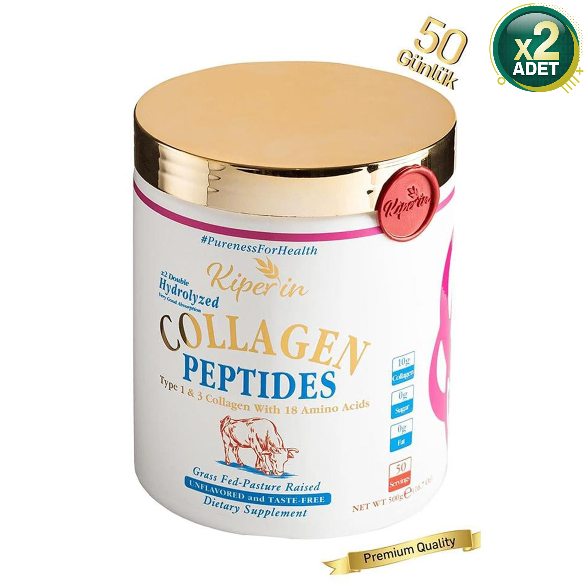 Kiperin Collagen Peptides 50 Günlük 500 gr 2 Adet