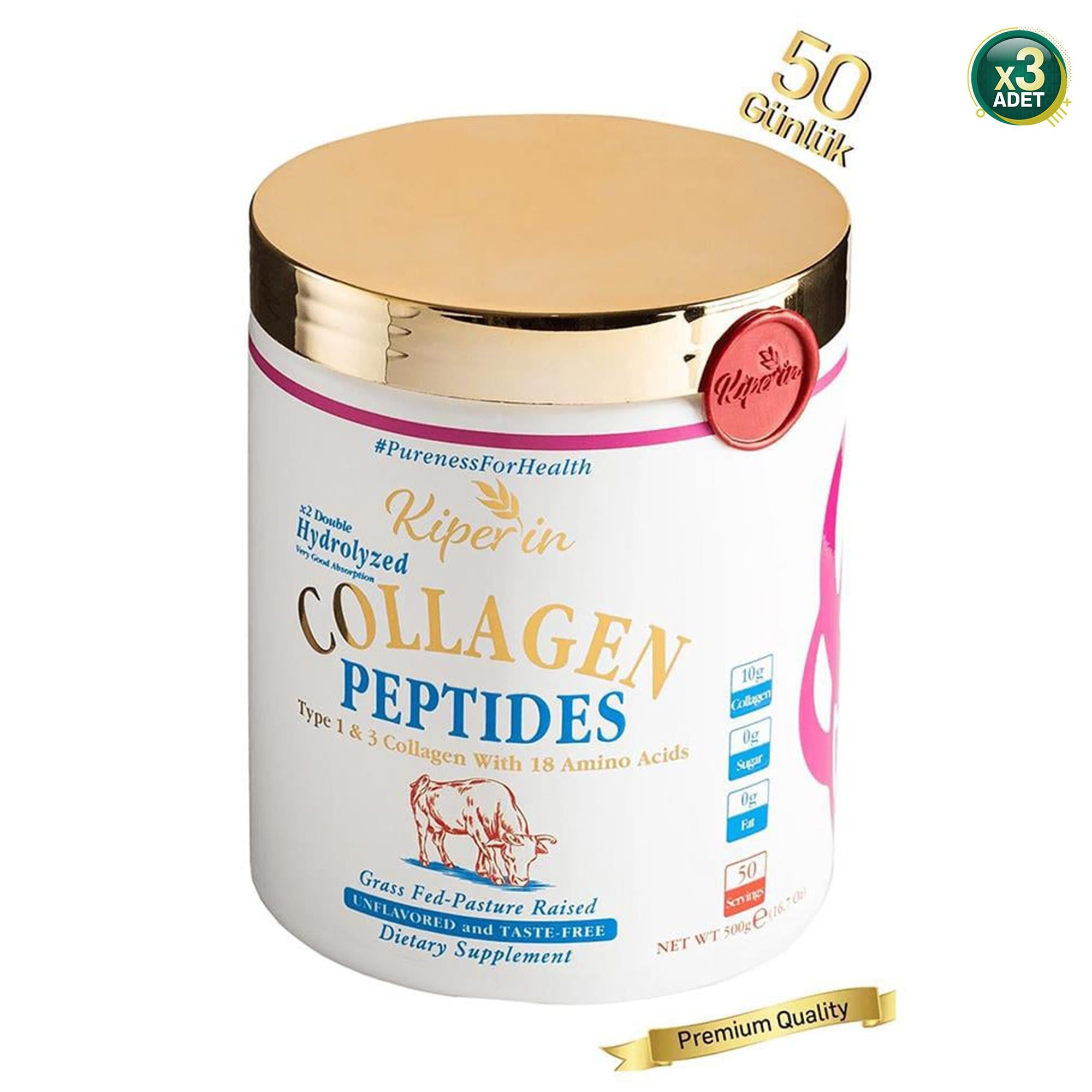 Kiperin Collagen Peptides 50 Günlük 500 gr 3 Adet