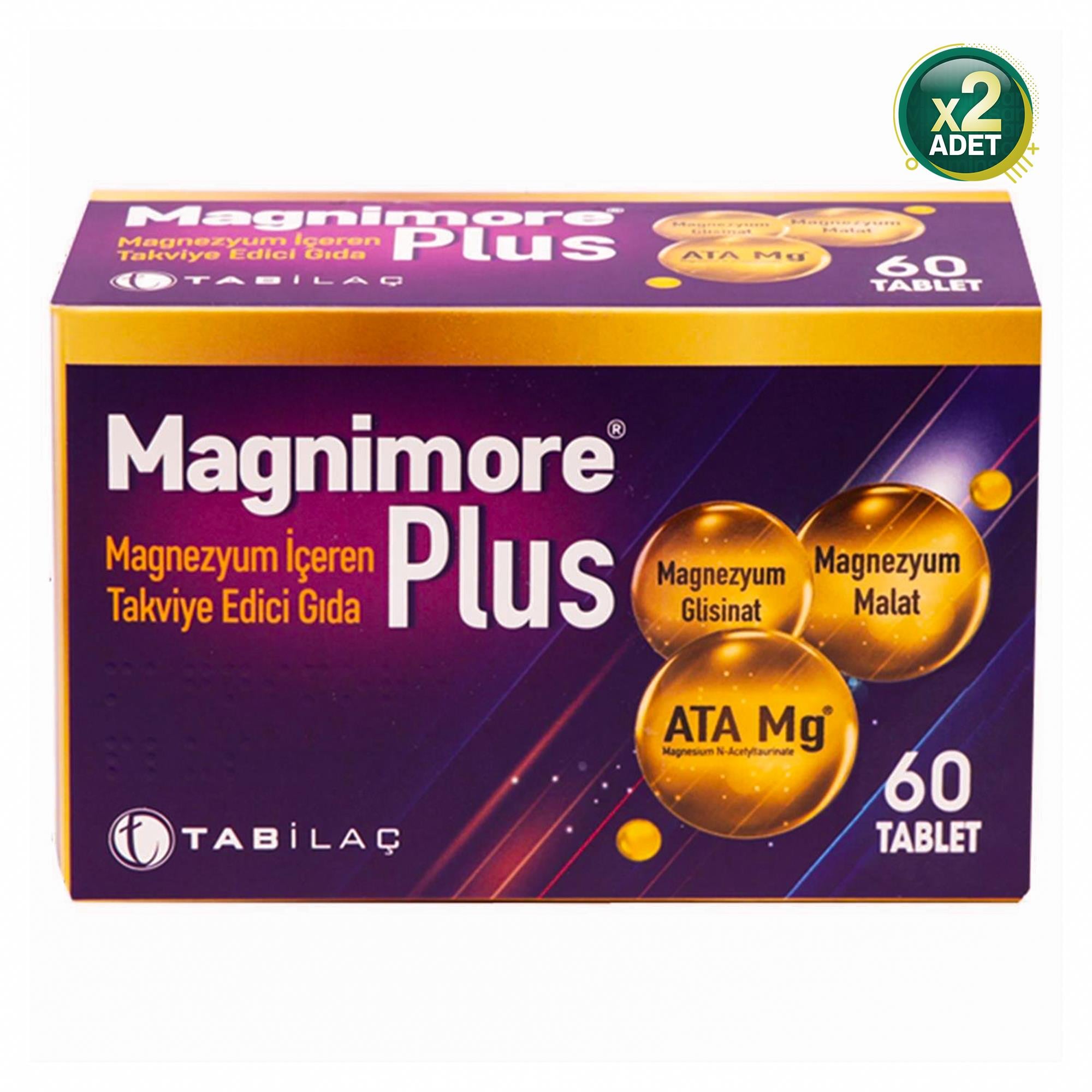 Magnimore Plus Magnezyum İçeren Takviye Edici Gıda 60 Kapsül 2 Adet