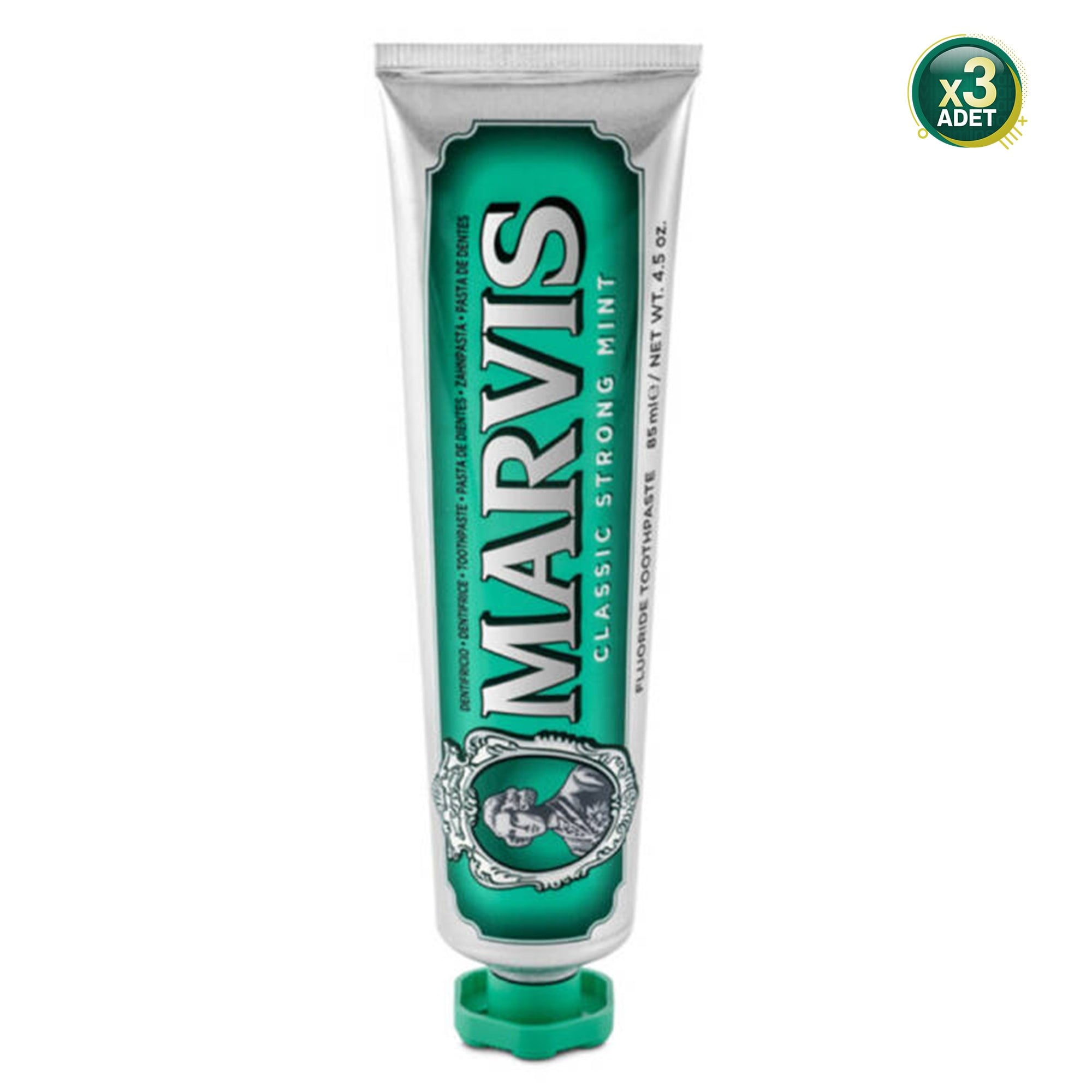 Marvis Classic Strong Mint Diş Macunu Ferahlatıcı Etki 85 ml 3 Adet Nane Aromalı