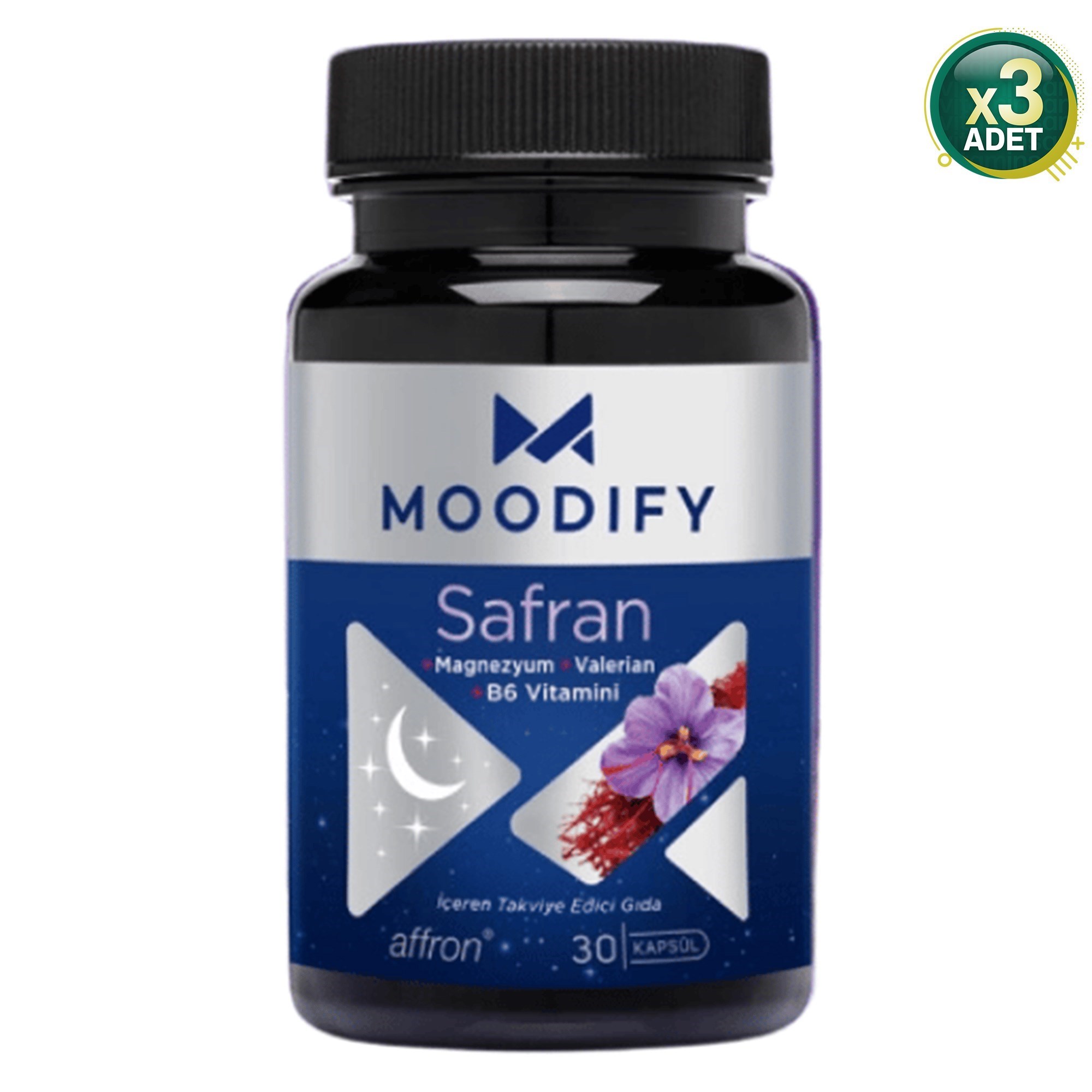 Moodify Safran Magnezyum Valerian B6 Vitamin 30 Kapsül 3 Adet