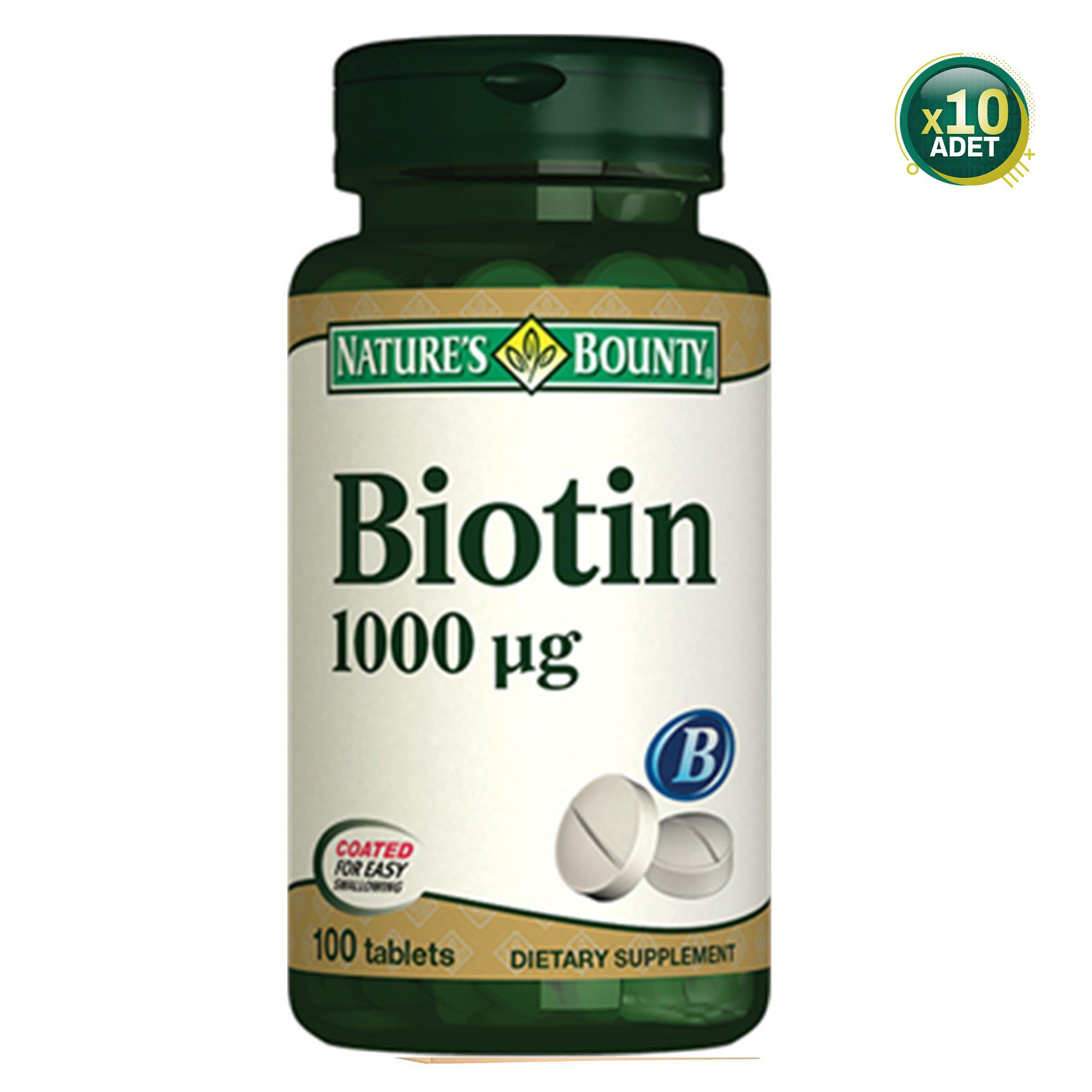 Nature's Bounty Biotin 1000 mcg 10 Adet 100 Tablet