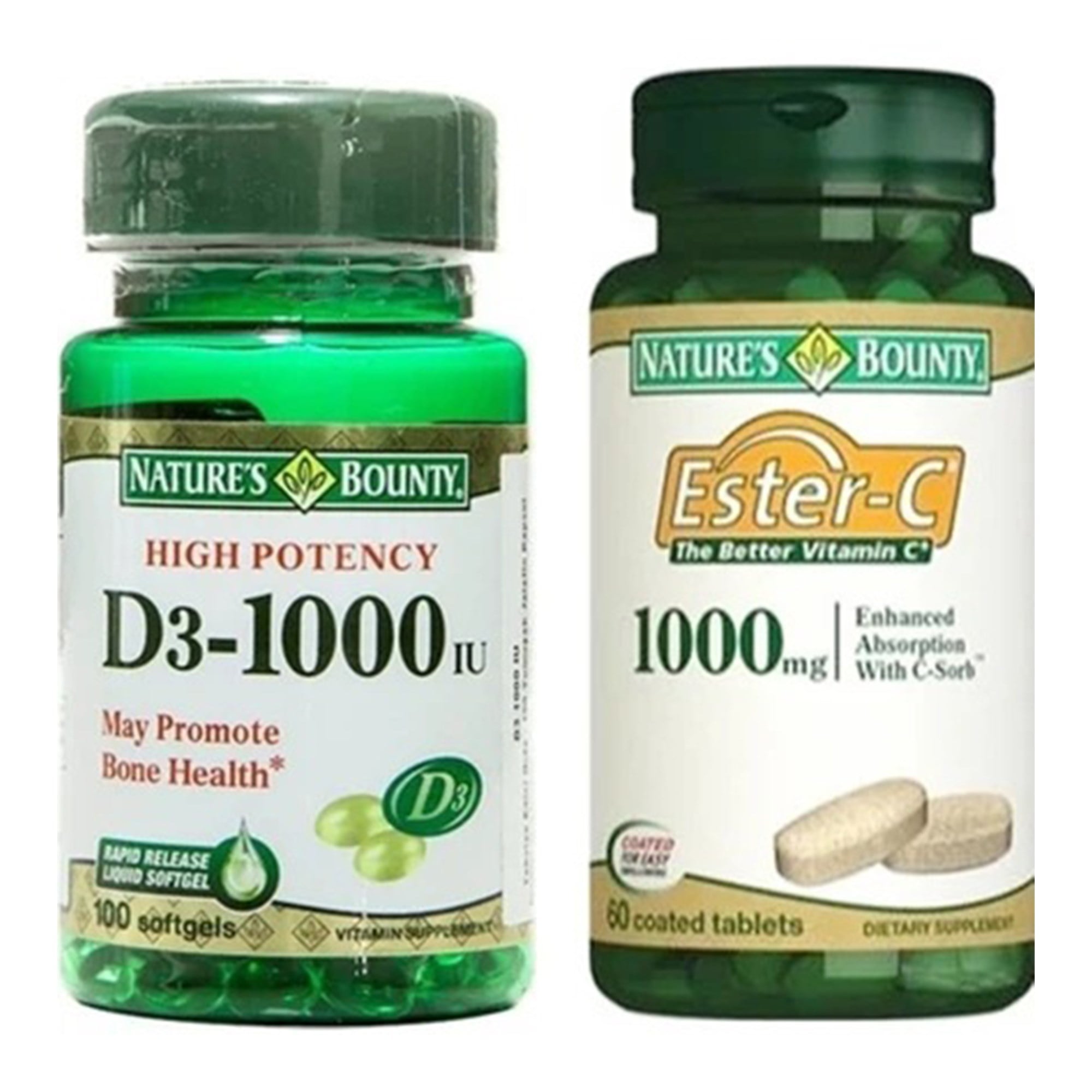 Nature's Bounty Ester C - 1000 mg 60 Tablet + Nature's Bounty D3 100 Softgels