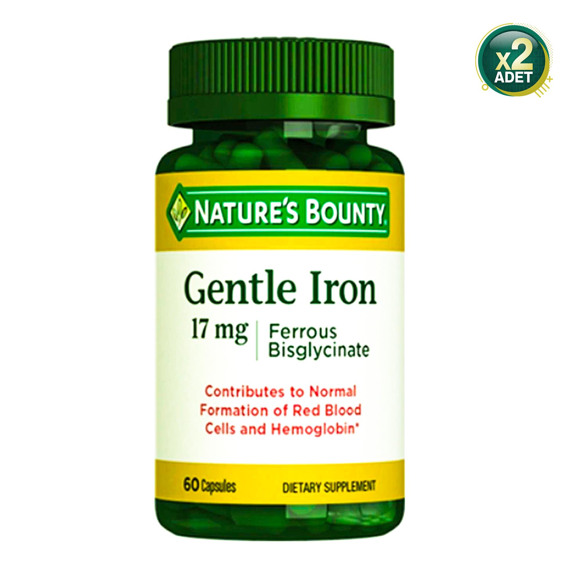 Natures Bounty Gentle Iron 17 mg Takviye Edici Gıda 60 Kapsül 2 Adet