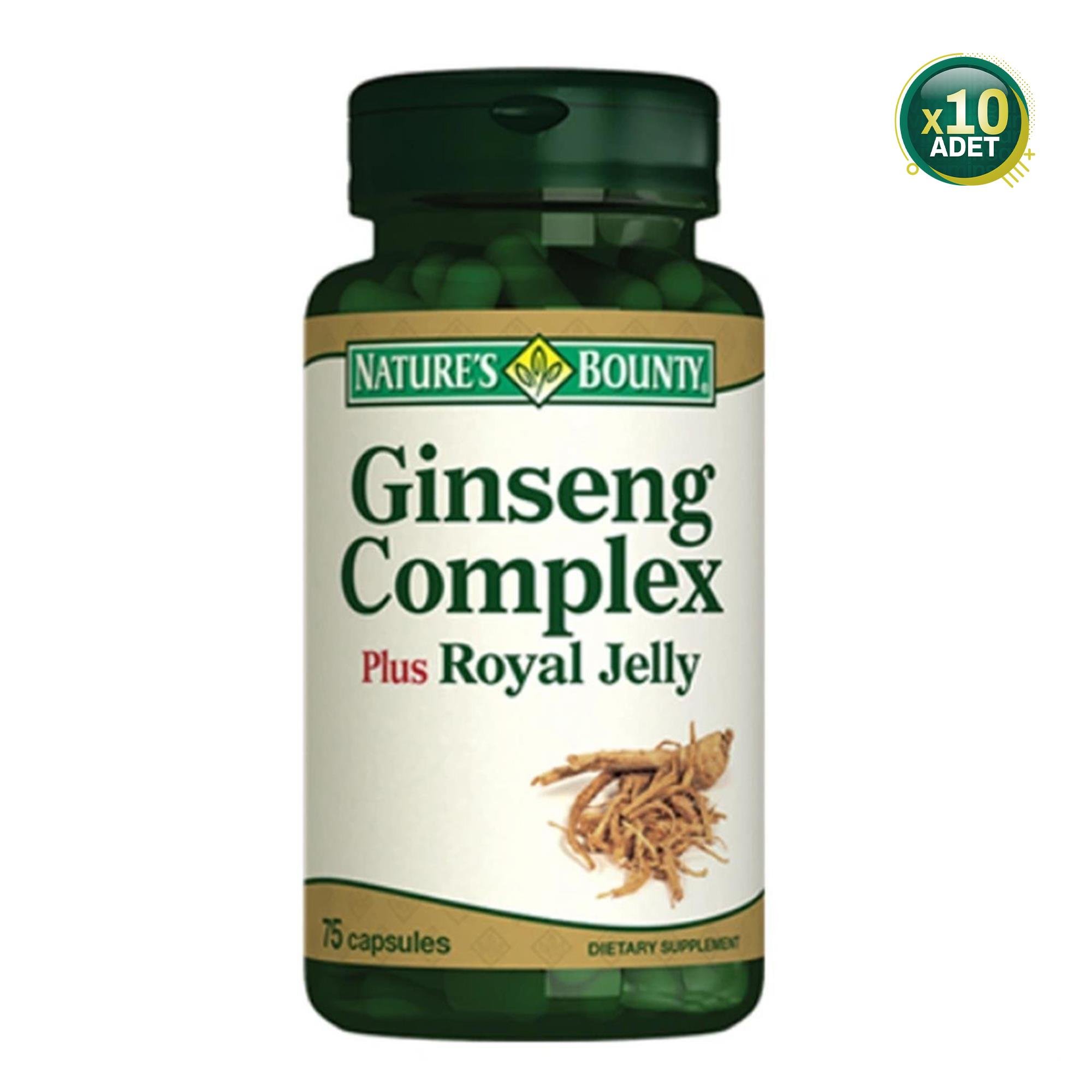 Natures Bounty Ginseng Complex Plus Royal Jelly 75 Kapsül 10 Adet