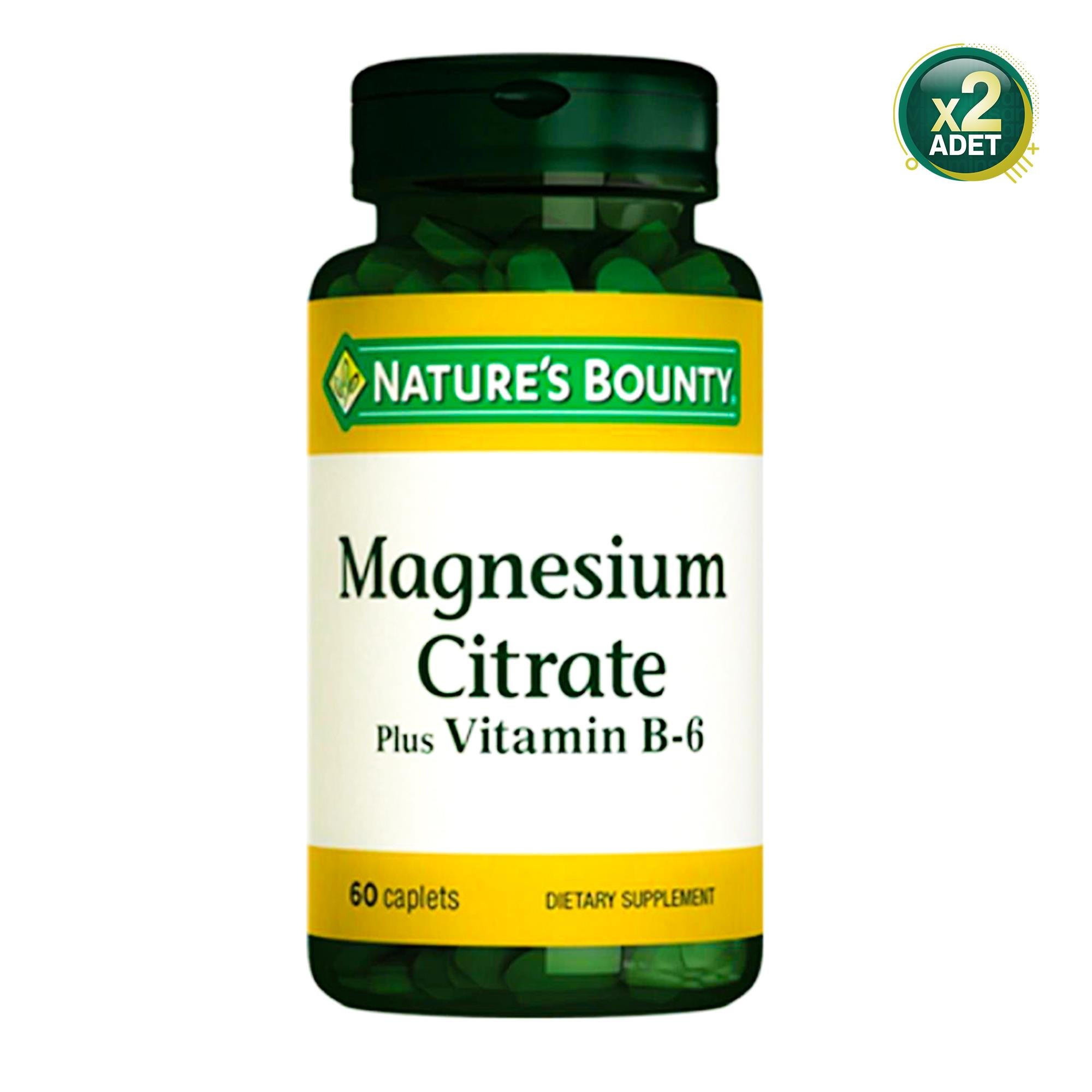 Natures Bounty Magnesium Citrate with Vitamin B6 Takviye Edici Gıda 60 Kaplet 2 Adet