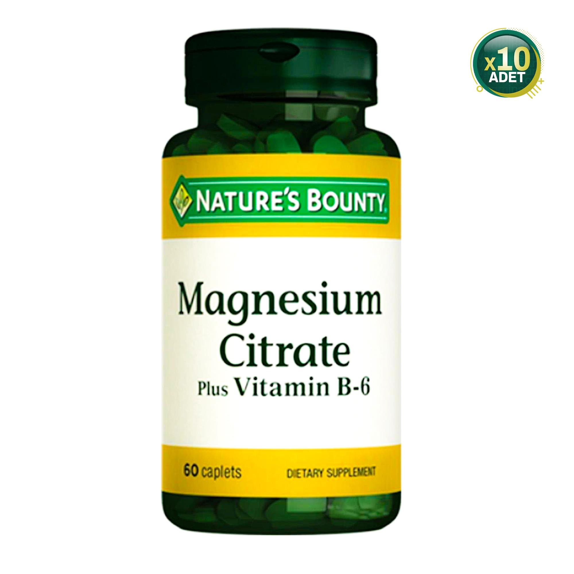 Natures Bounty Magnesium Citrate with Vitamin B6 60 Tablet 10 Adet
