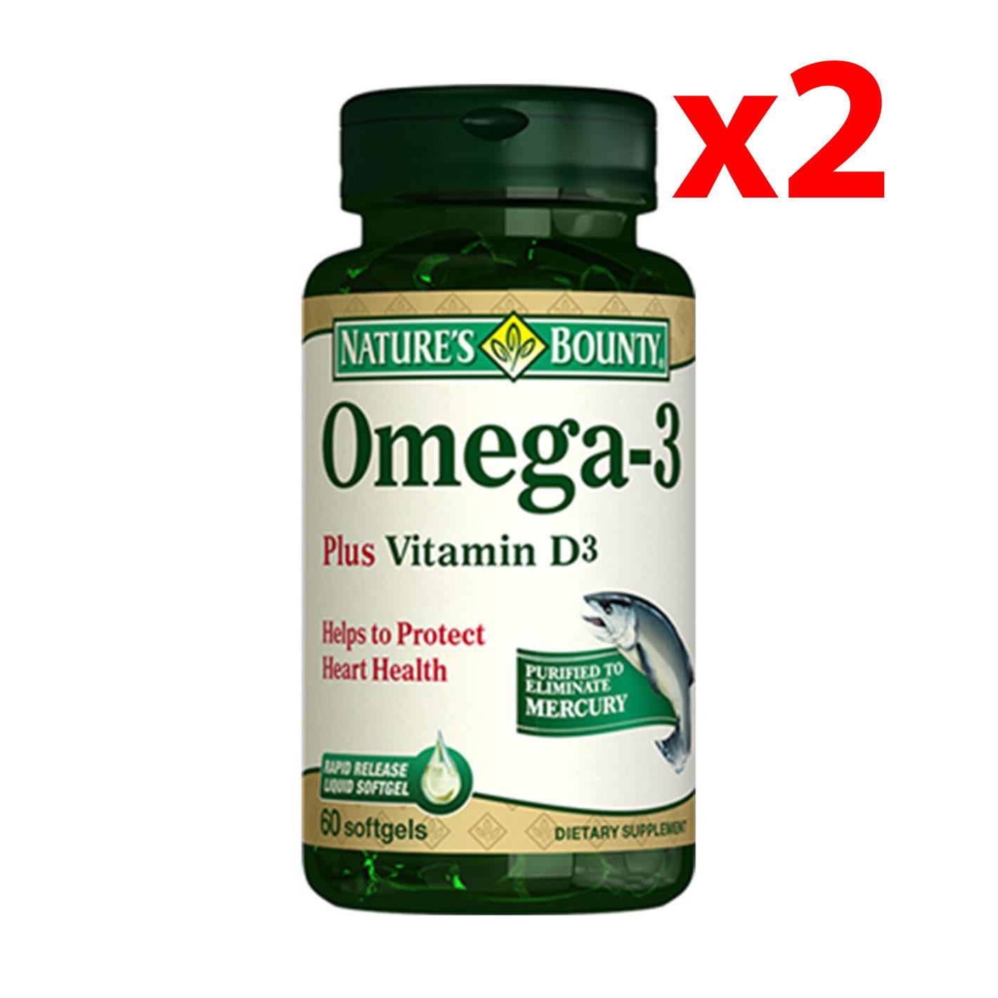 Nature's Bounty Omega-3 Plus Vitamin D3 60 Yumuşak Kapsül 2 Adet