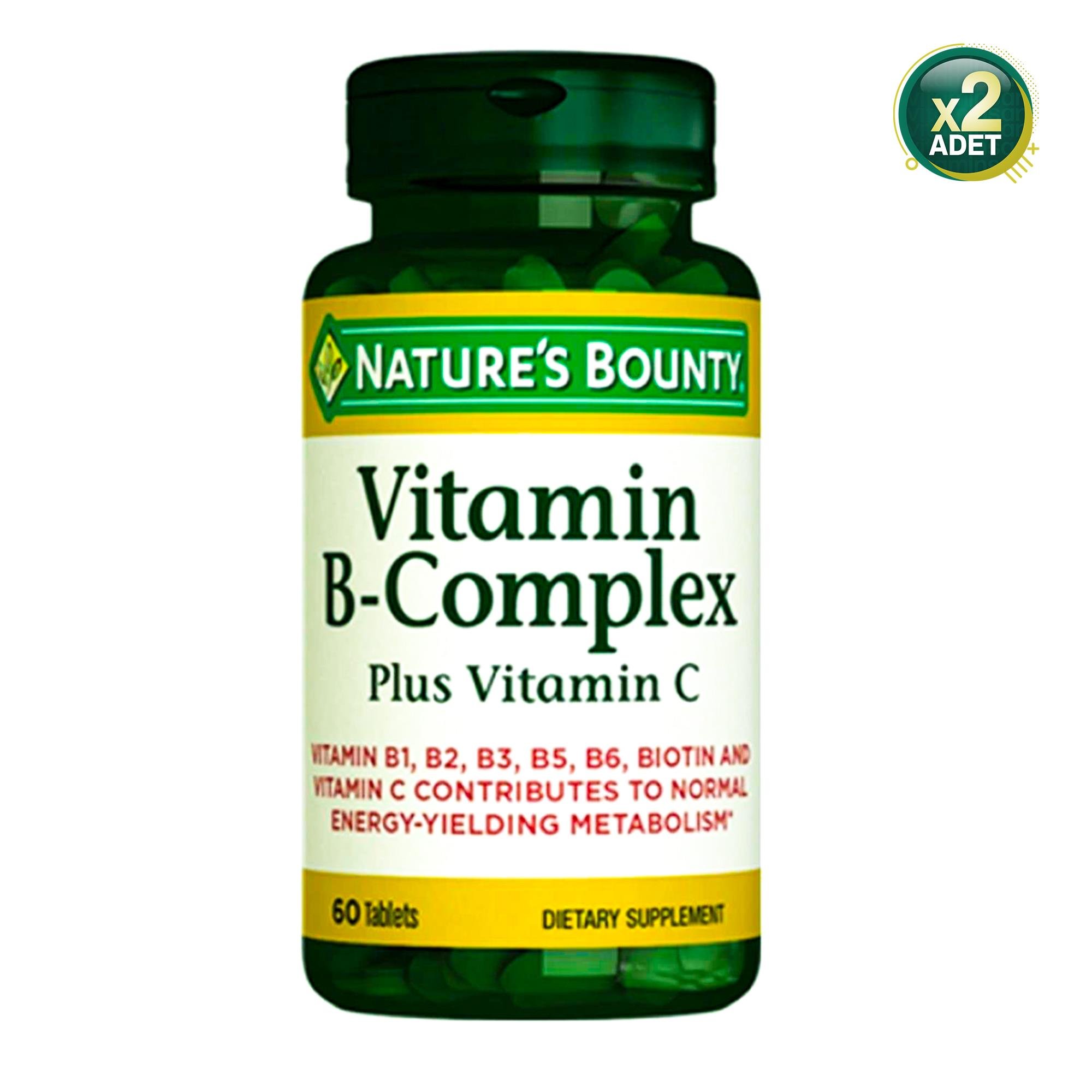 Natures Bounty Vitamin B-Complex Plus Takviye Edici Gıda 60 Tablet 2 Adet