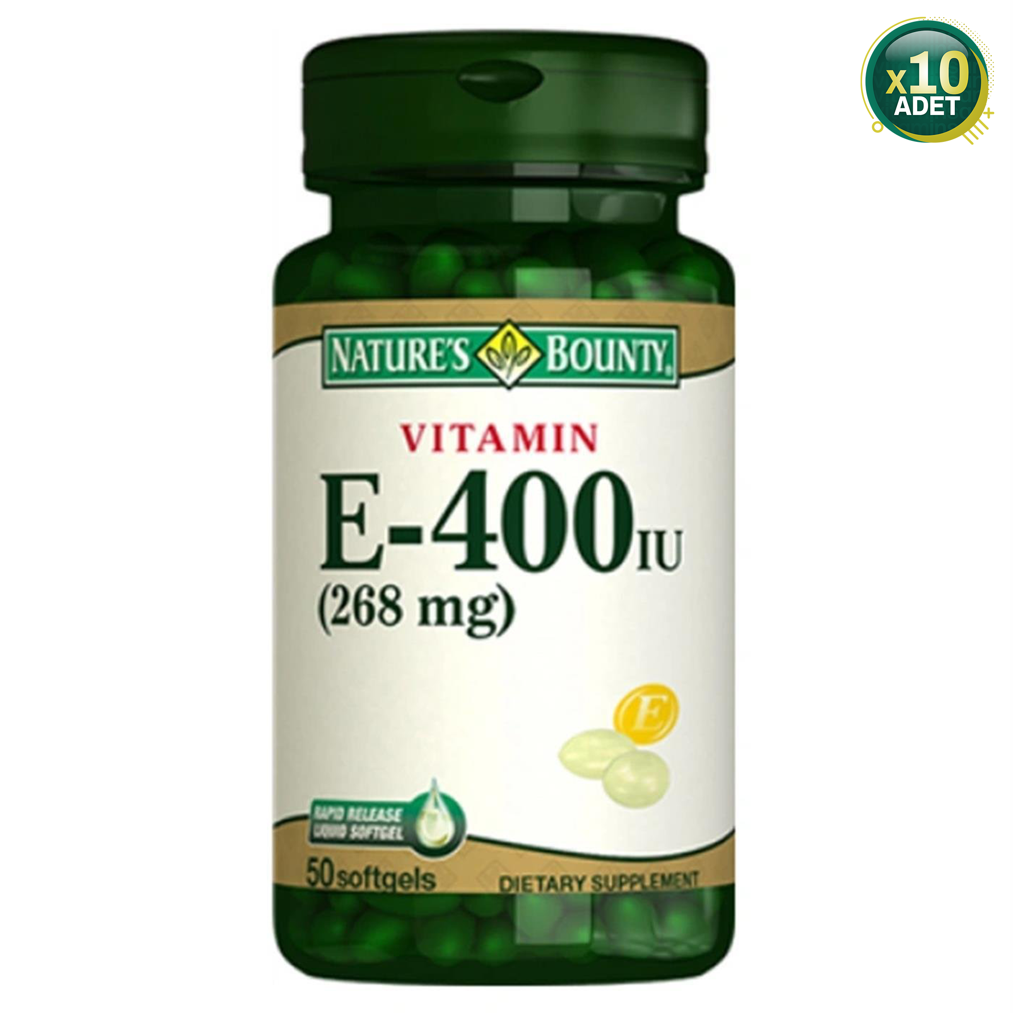 Natures Bounty Vitamin E-400 IU Takviye Edici Gıda 50 Jelatin Kapsül 10 Adet