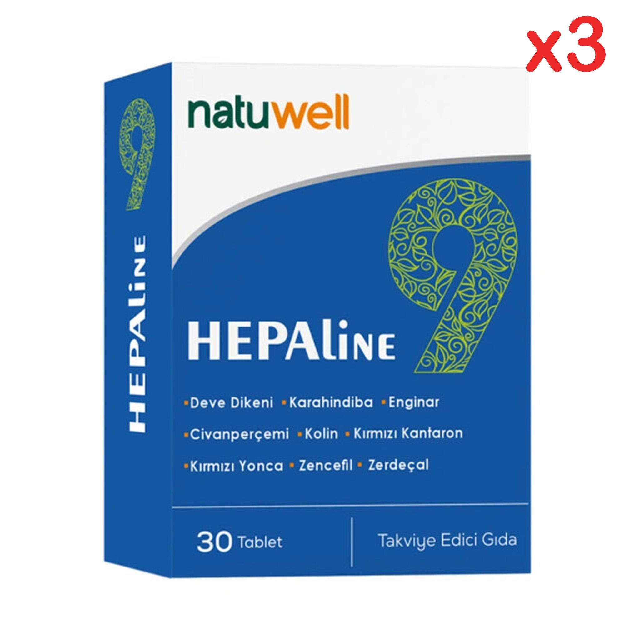 Natuwell Hepaline 9 Takviye Edici Gıda 30 Tablet 3 Adet