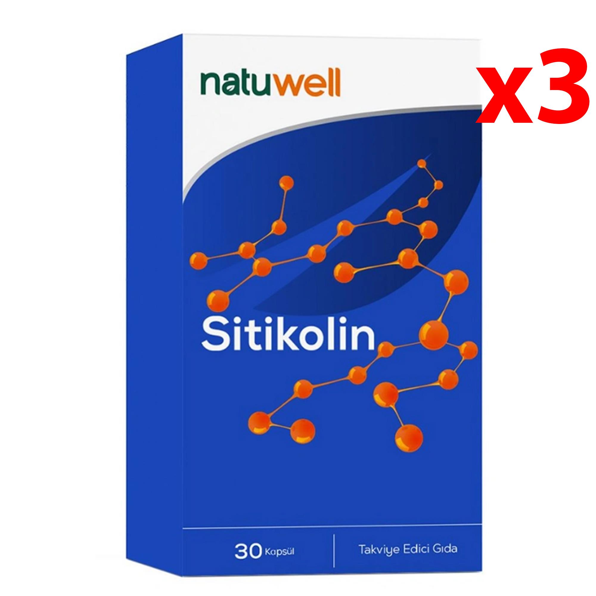 Natuwell Sitikolin Takviye Edici Gıda 30 Kapsül 3 Adet