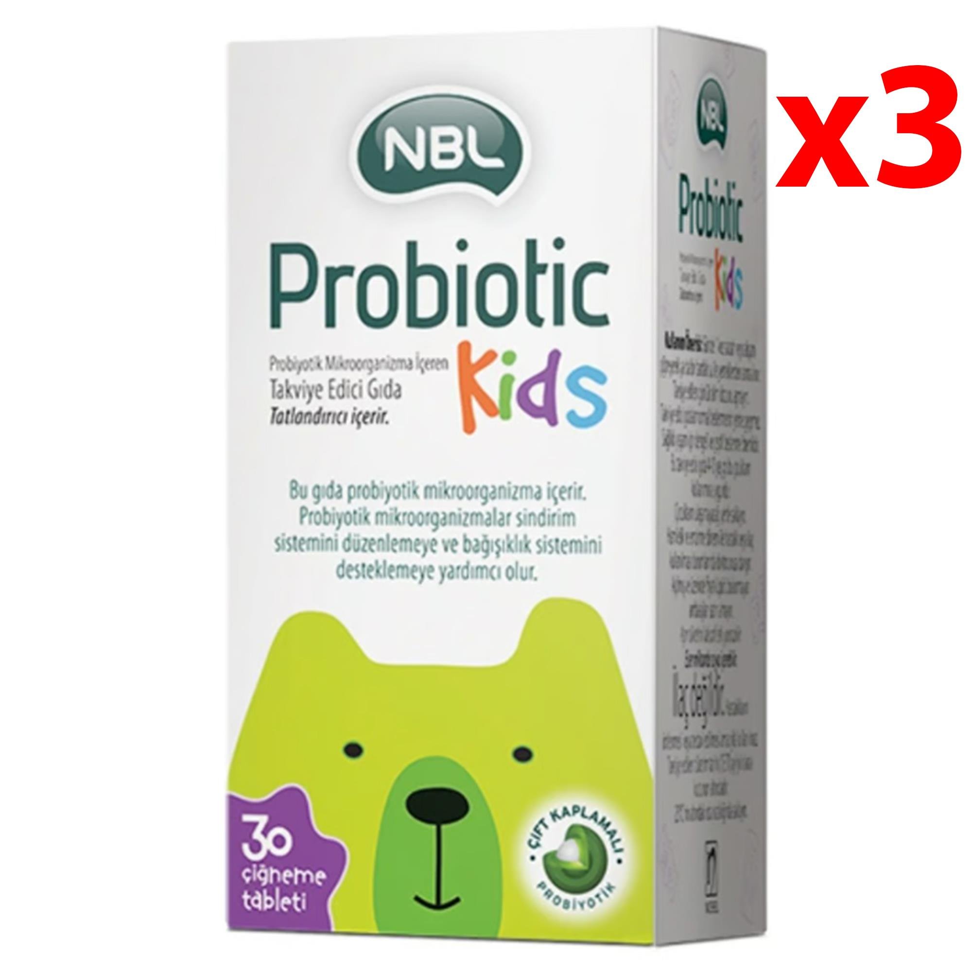 NBL Probiotic Kids 30 Çiğneme Tableti 3 Adet