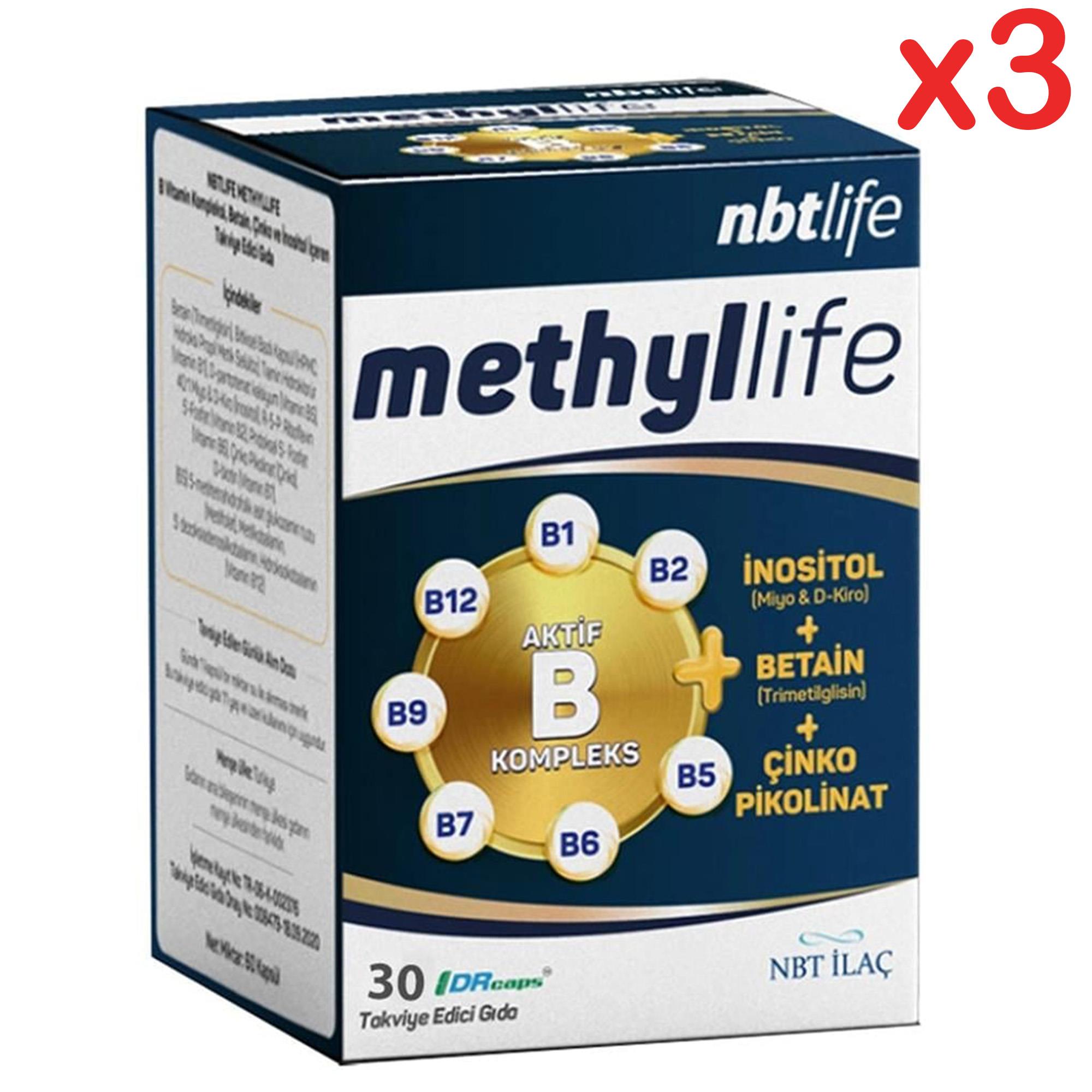 NBT Life Methyllife 30 Kapsül Takviye Edici Gıda 3 Adet