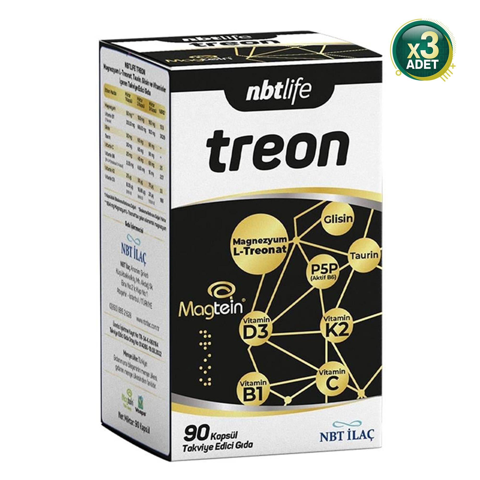 Nbt Life Treon Takviye Edici Gıda 90 Kapsül 3 Adet