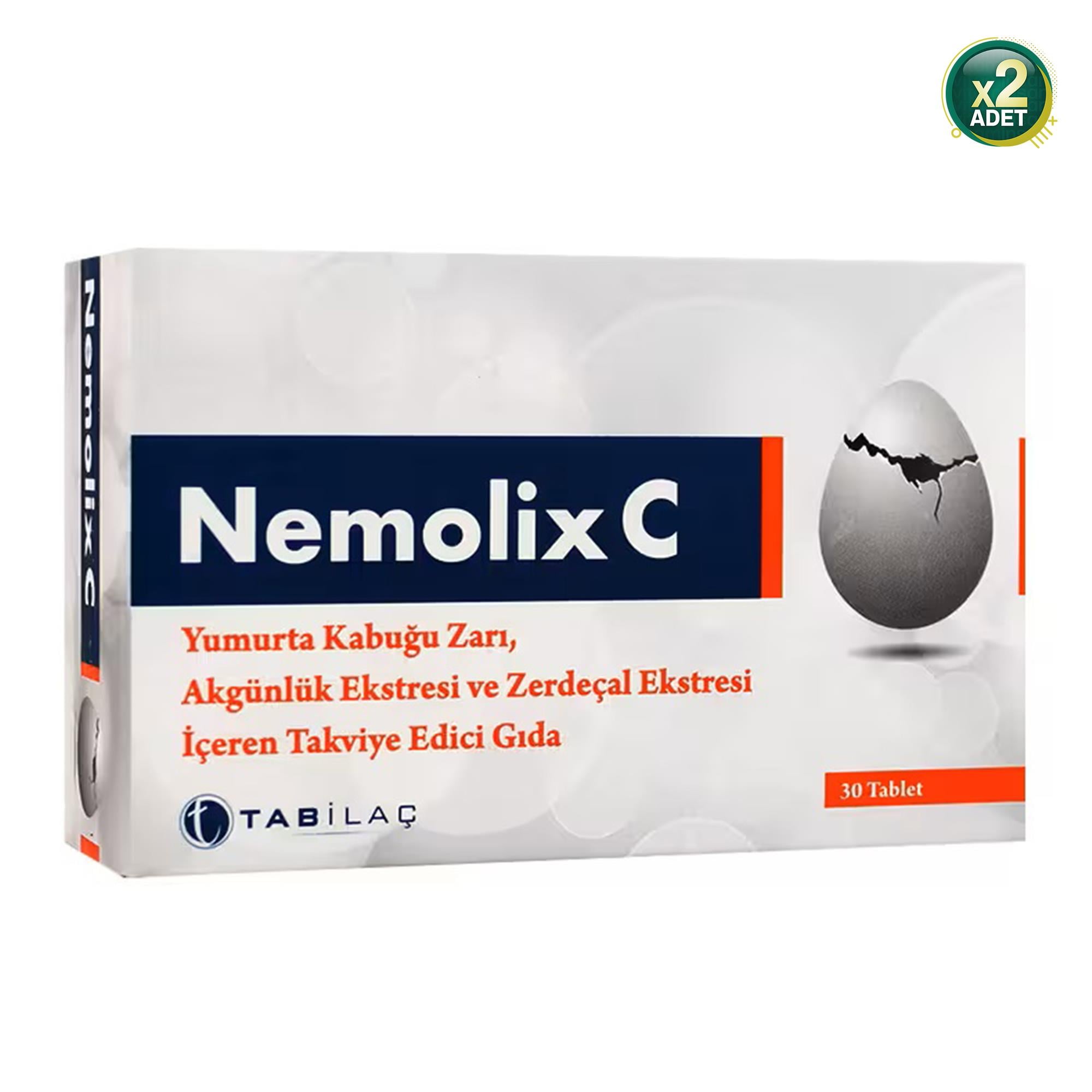 Nemolix C Yumurta Kabuğu Zarı 30 Tablet 2'li