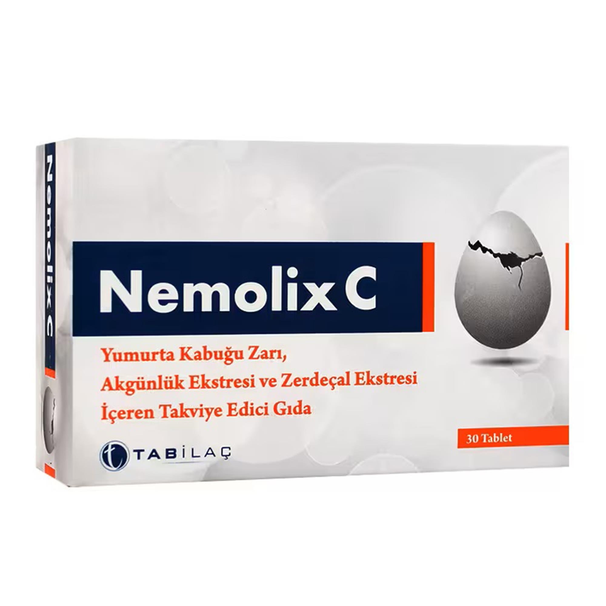 Nemolix C Yumurta Kabuğu Zarı 30 Tablet