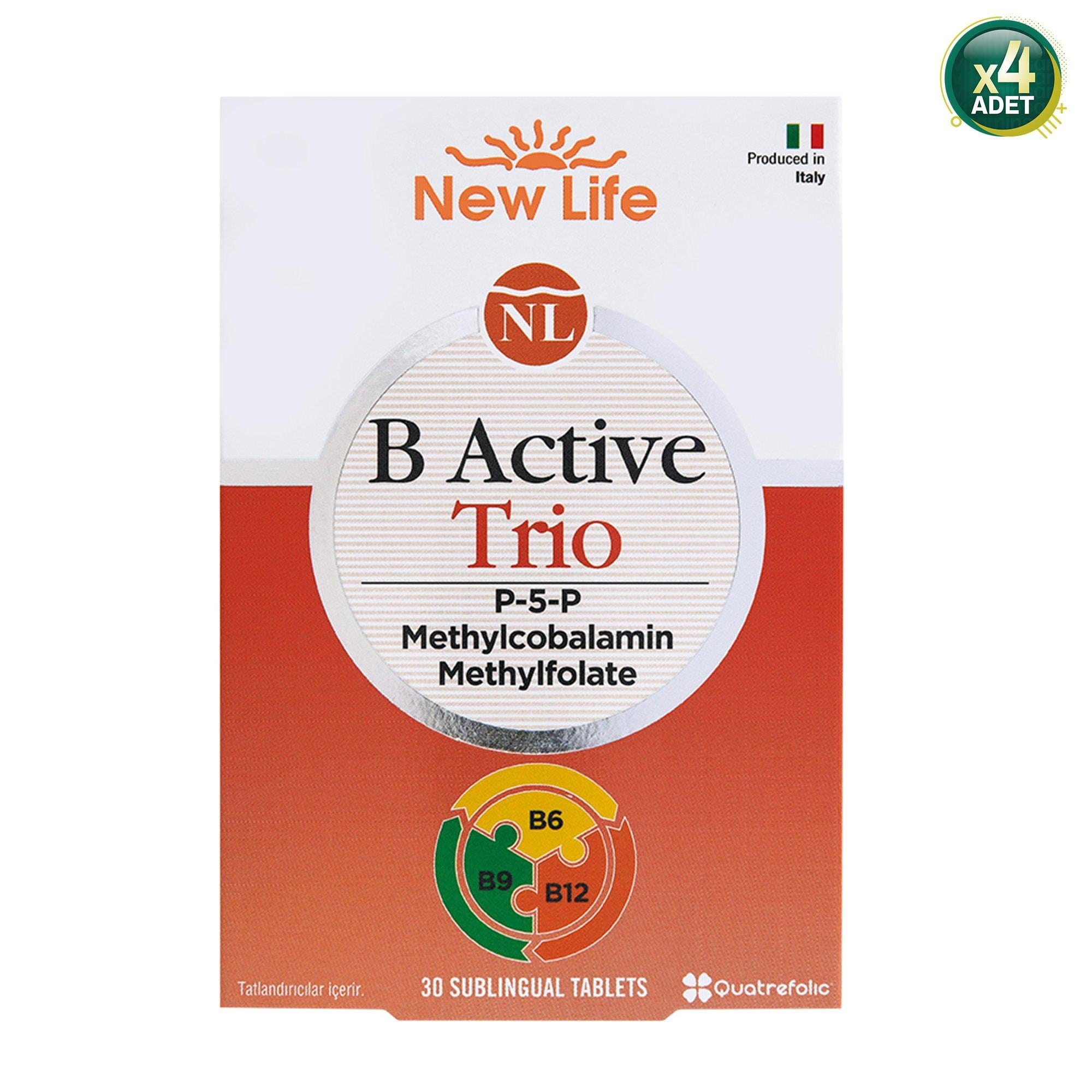 New Life B Active Trio Dil Altı 30 Tablet 4 Adet