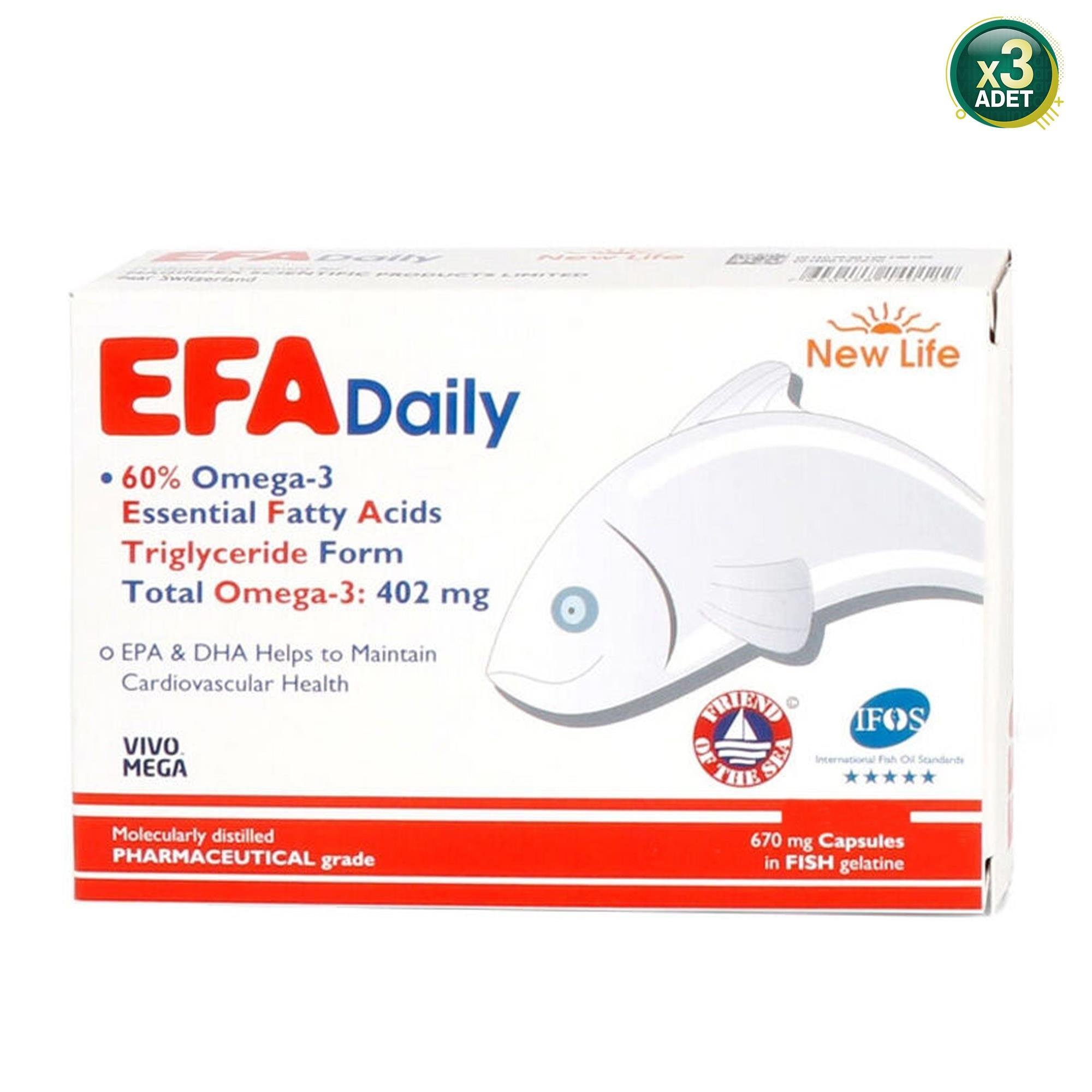 New Life Efa Daily Balık Yağı 30 Kapsül - 3 Adet
