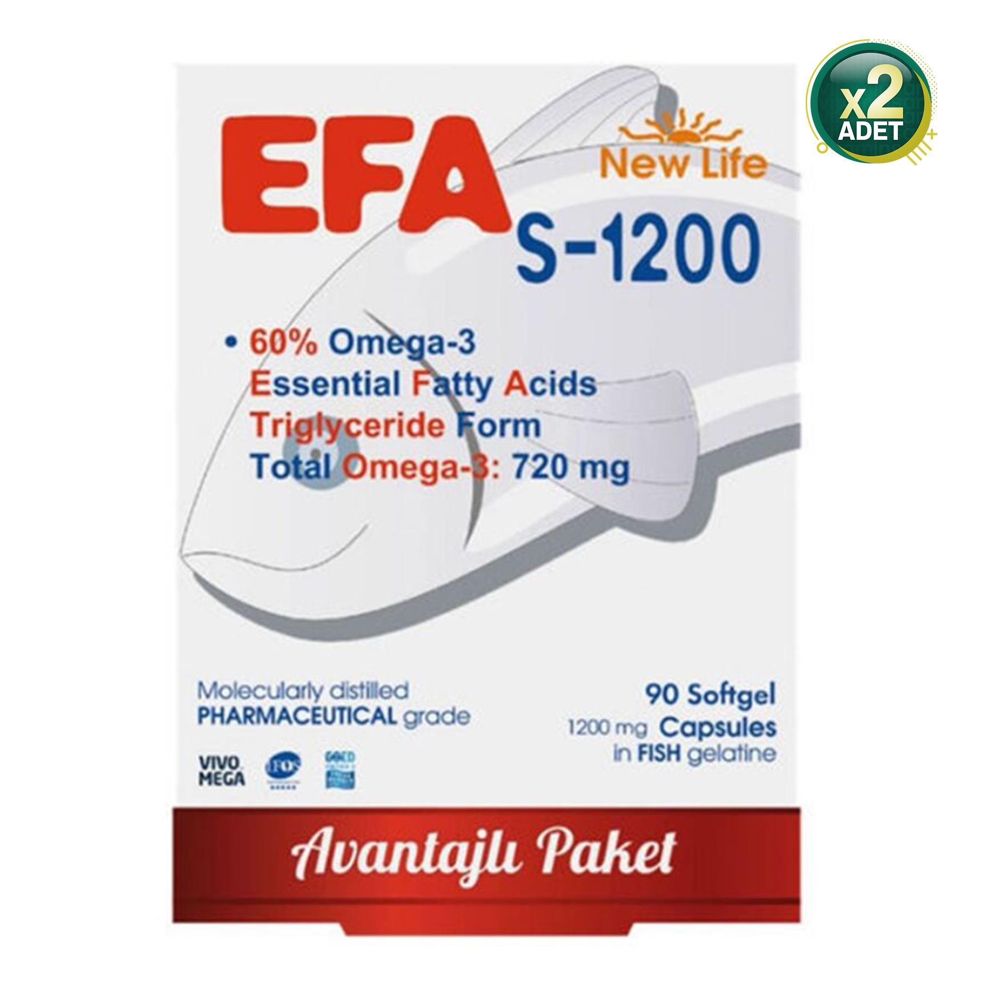 New Life Efa S-1200 Omega 3 Balık Yağı 90 Kapsül 2 Adet