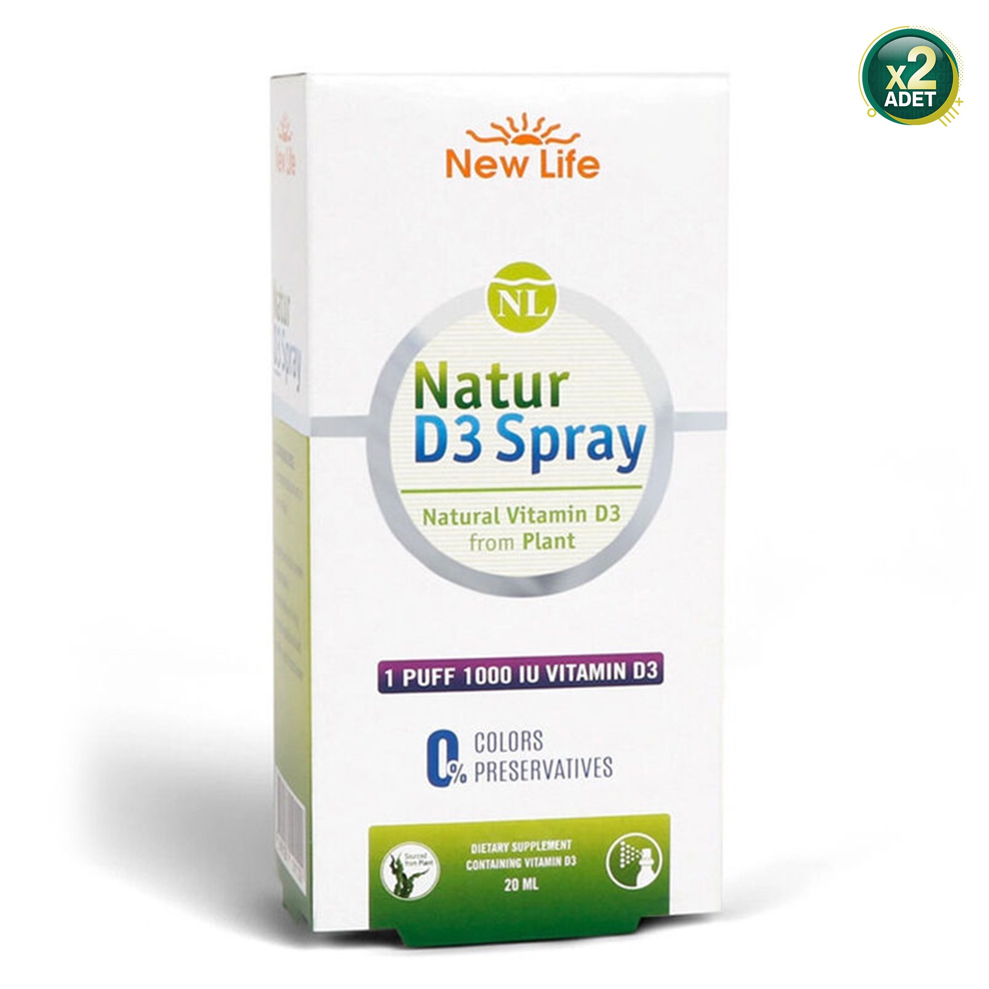 New Life Natur D3 Spray 1000IU D3 Vitamini 20 ml (2 paketi)