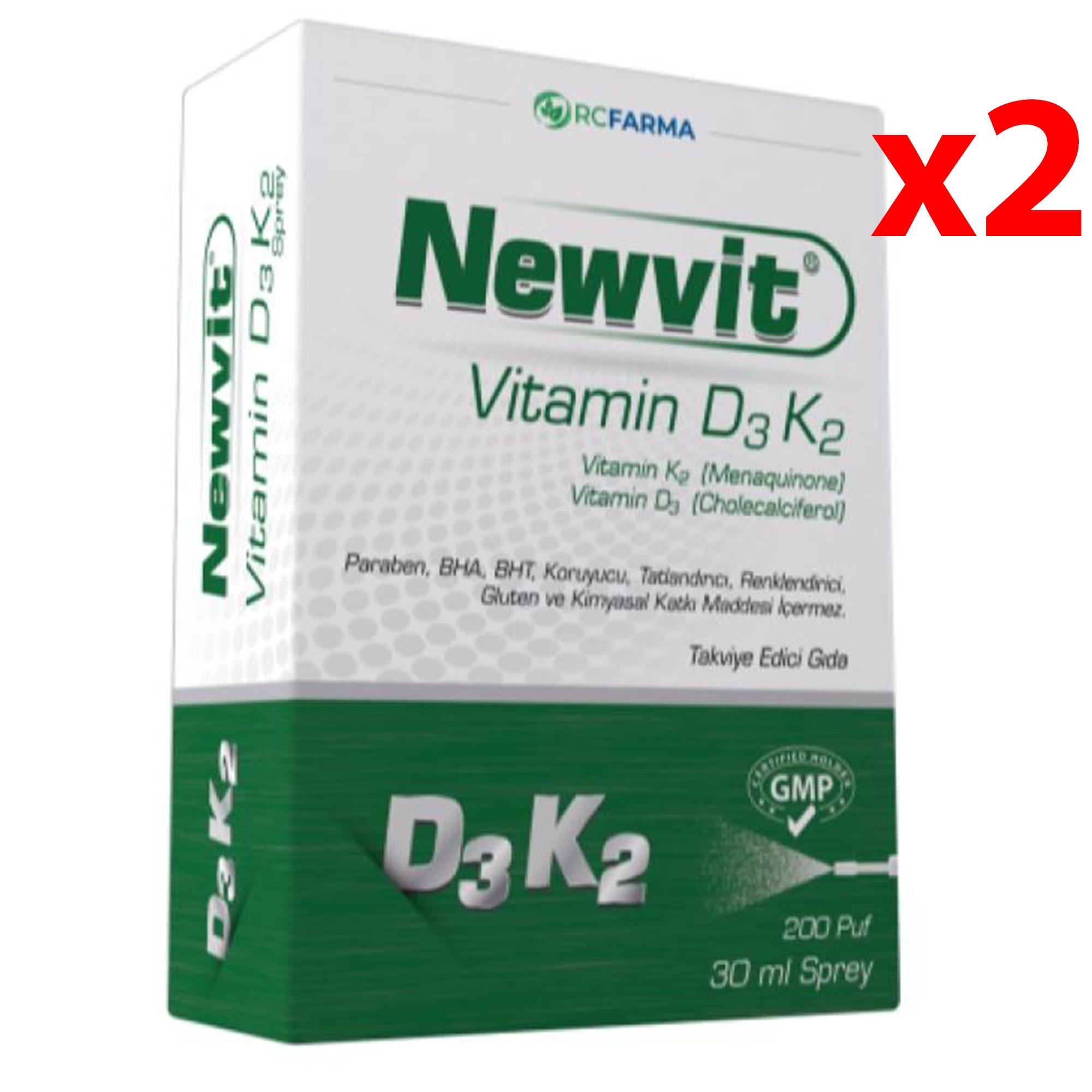 Newvit Vitamin D3K2 Sprey 30 ml 2 Adet 