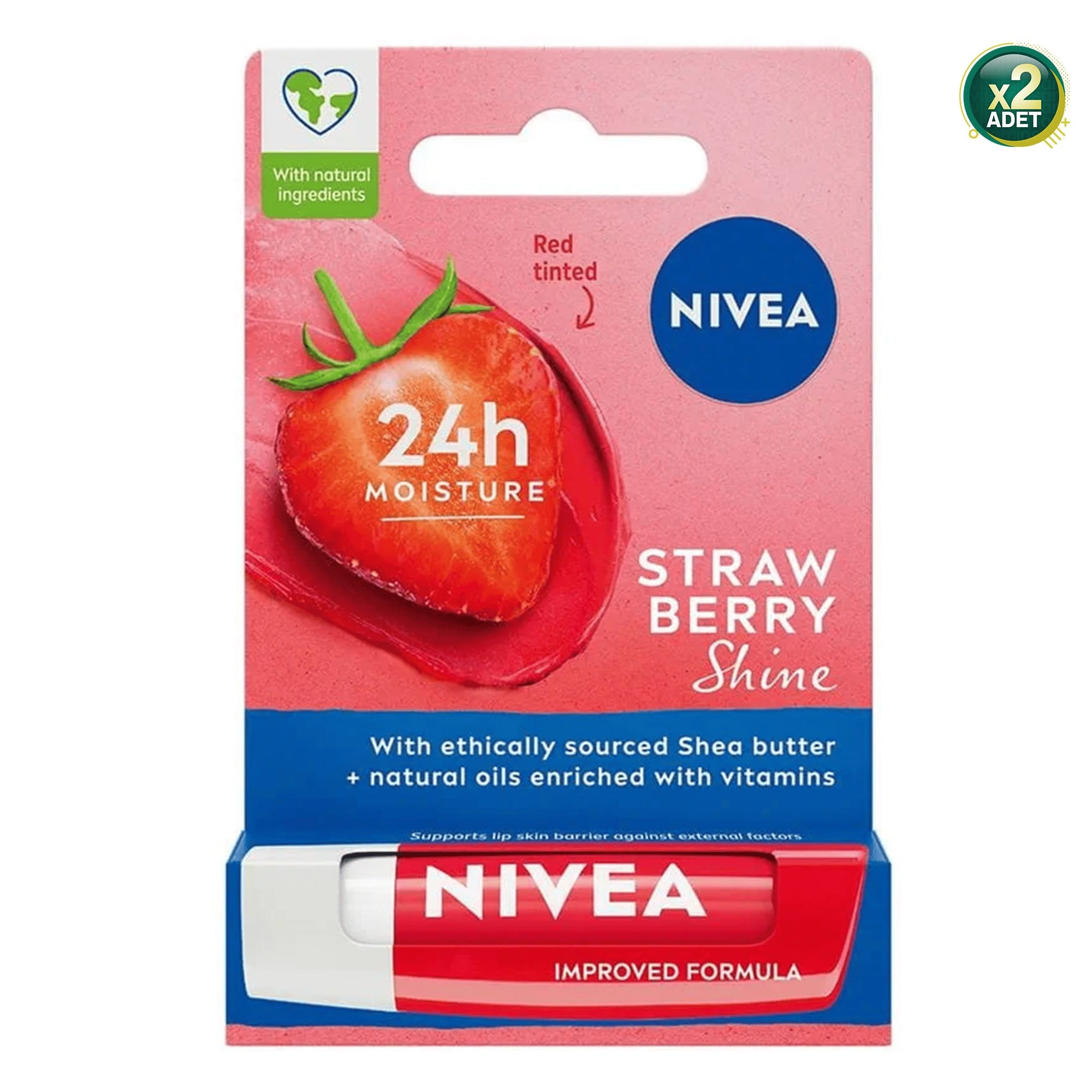 Nivea Çilek Dudak Bakım Kremi 4,8 gr 2 Adet