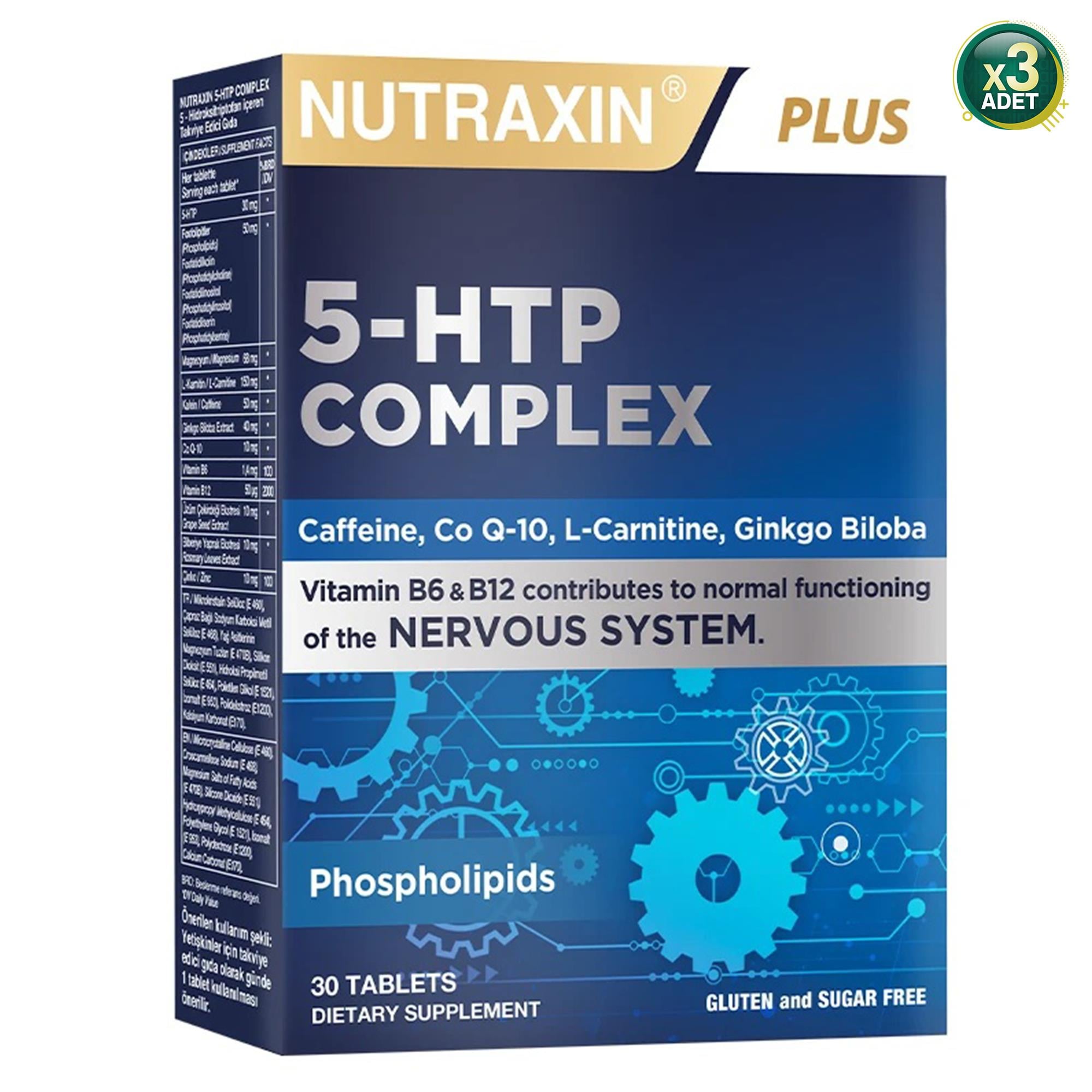 Nutraxin 5-HTP Complex Takviye Edici Gıda 30 Tablet 3 Adet