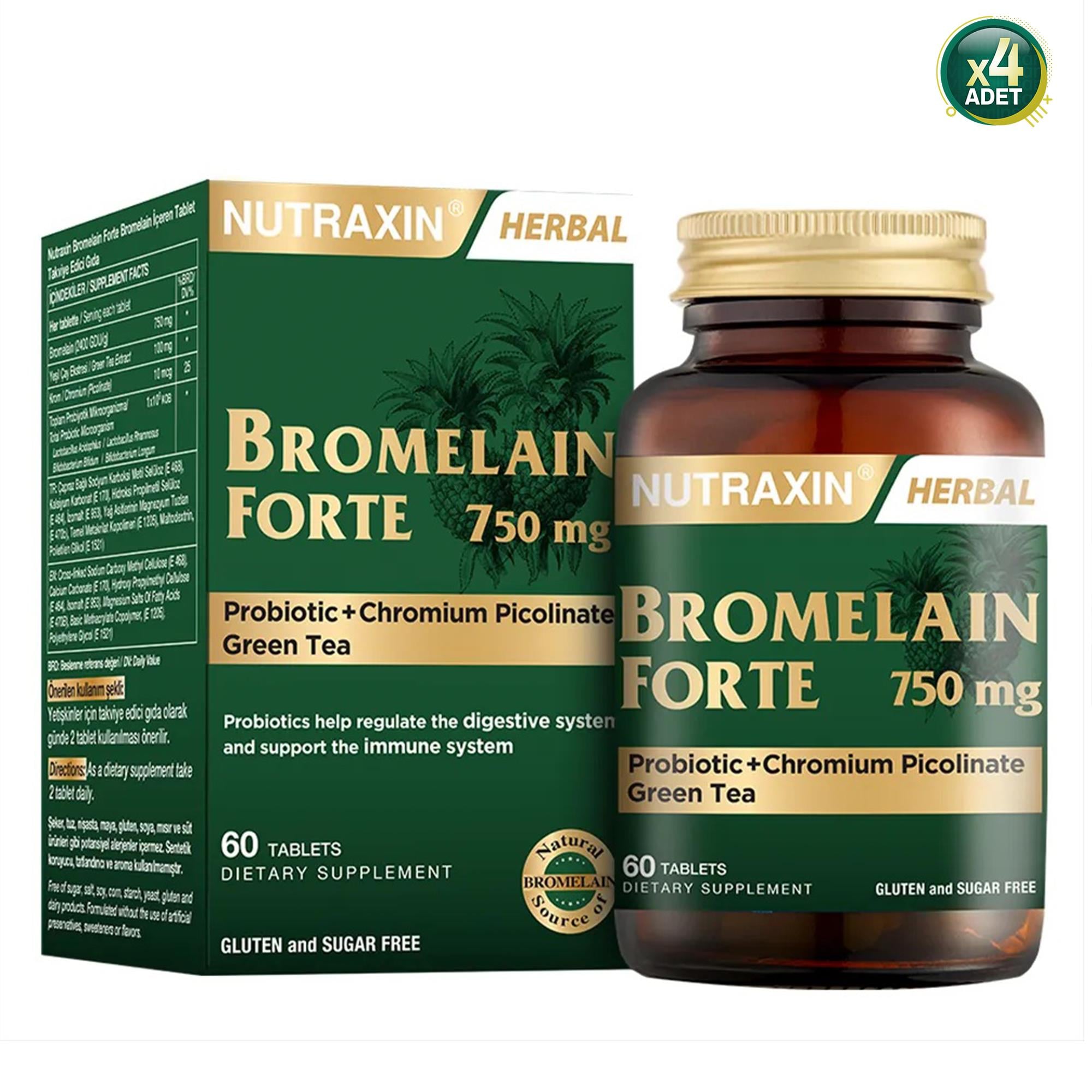 Nutraxin Bromelain Forte 60 Tablet 4 Adet