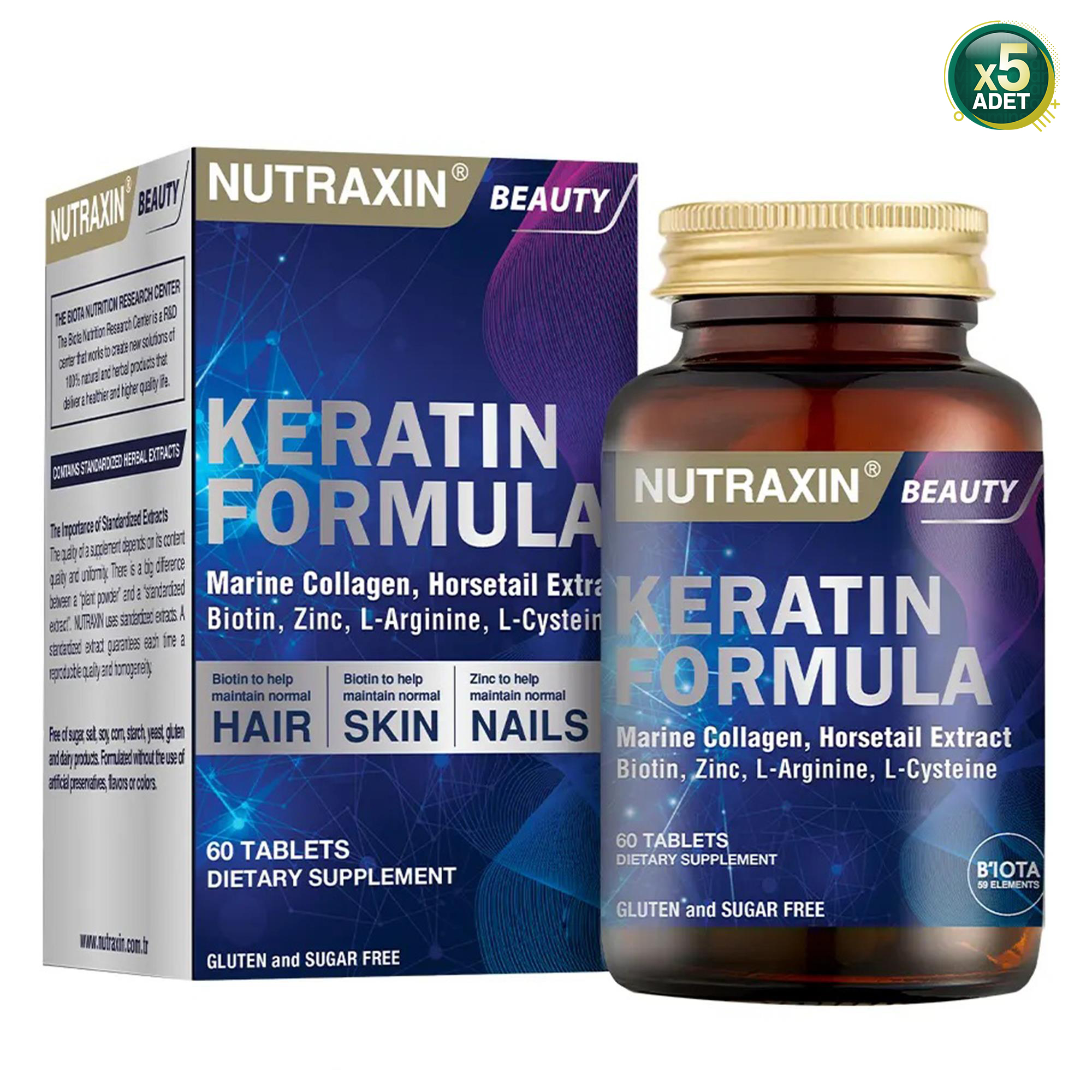 Nutraxin Keratin Formula 60 Tablet 5'li (MF-74117-5)