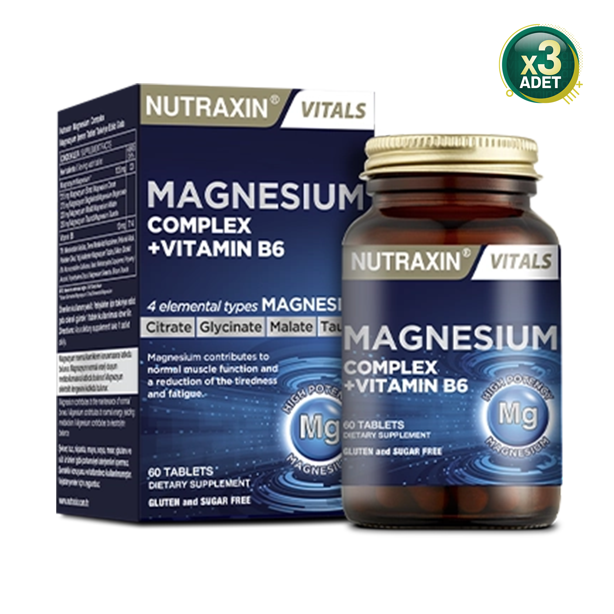 Nutraxin Magnesium Complex 60 3 Adet Tablet