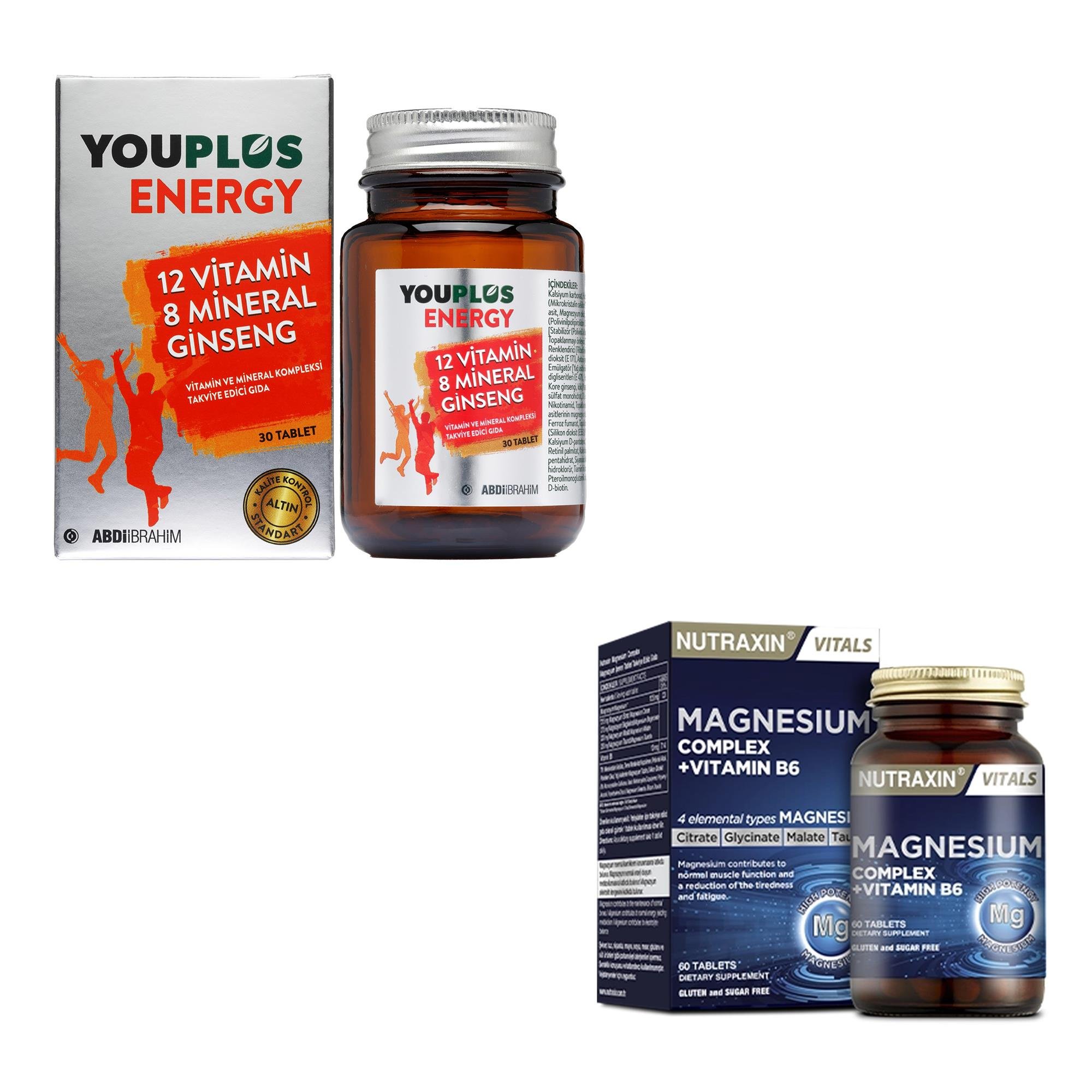 Nutraxin Magnesium Complex Vitamin B6 60 Tablet Youplus Energy Vitamin ve Mineral Kompleksi 30 Tablet